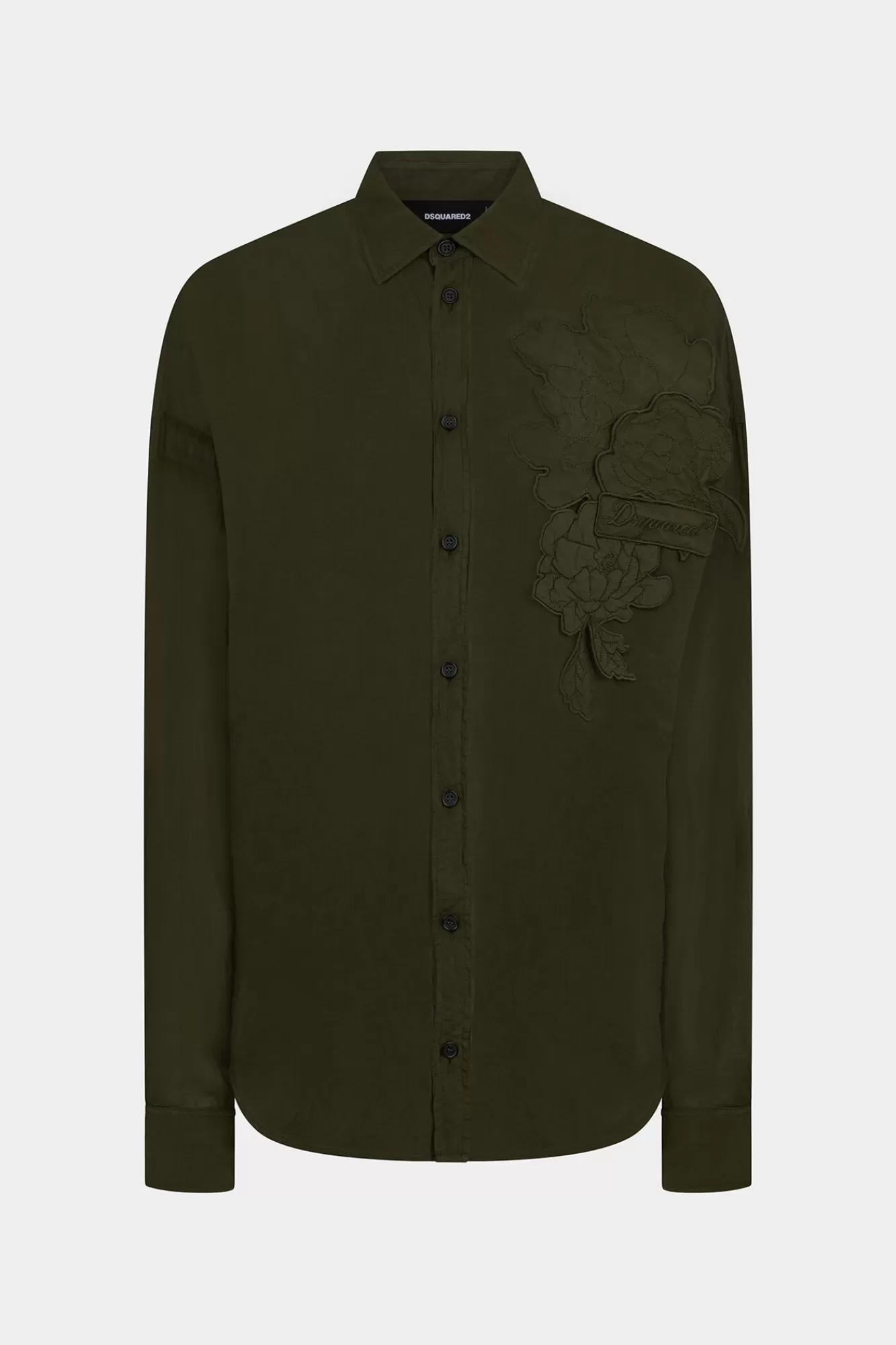 Overhemden^Dsquared2 Bloesem Patch Shirt Militaire Groen