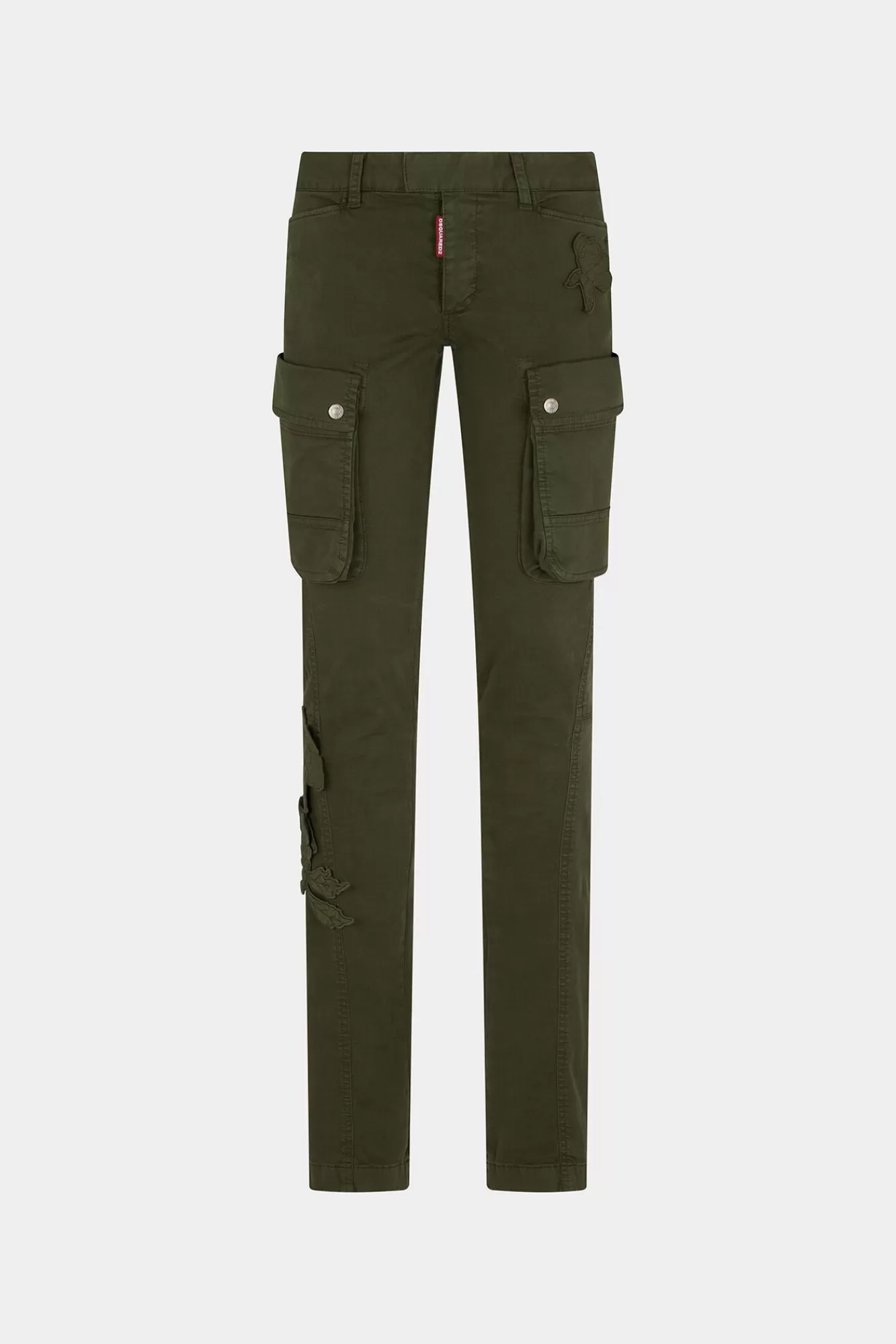 Broek^Dsquared2 Blossom Patch Flare Sexy Cargobroek Militaire Groen