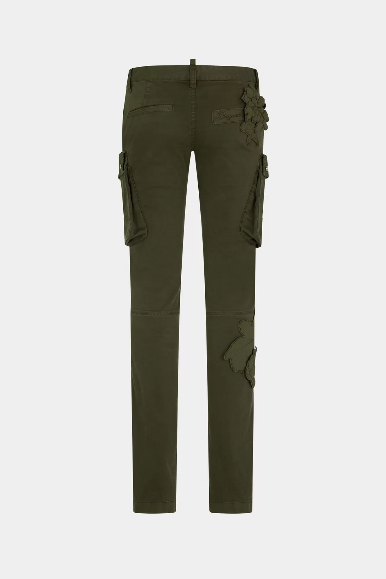 Broek^Dsquared2 Blossom Patch Flare Sexy Cargobroek Militaire Groen