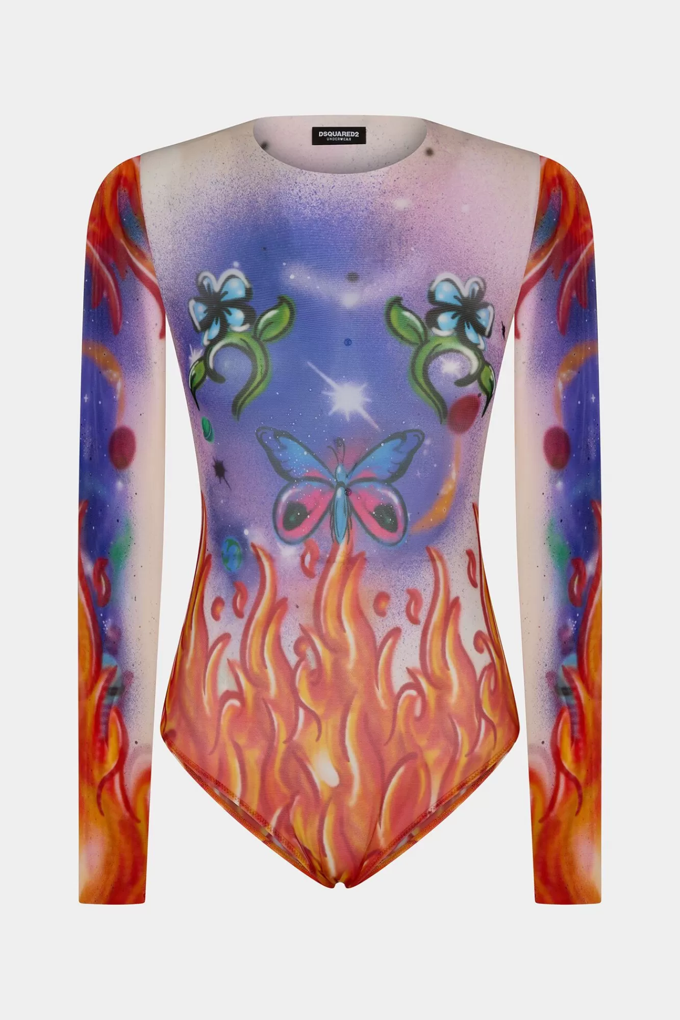 Ondergoed^Dsquared2 Body Met Lange Mouwen En All-Over Print Veelkleurig