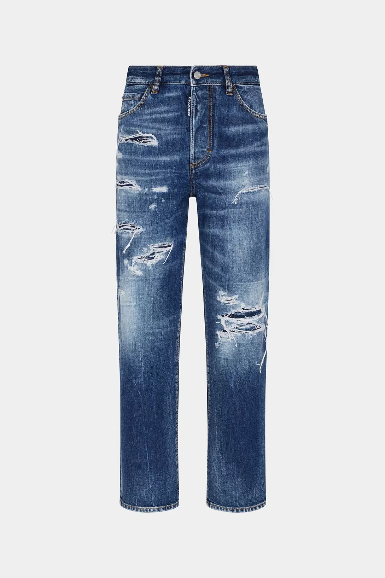 Jeans^Dsquared2 Boston Jeans Met Donkere Gescheurde Wassing Marine