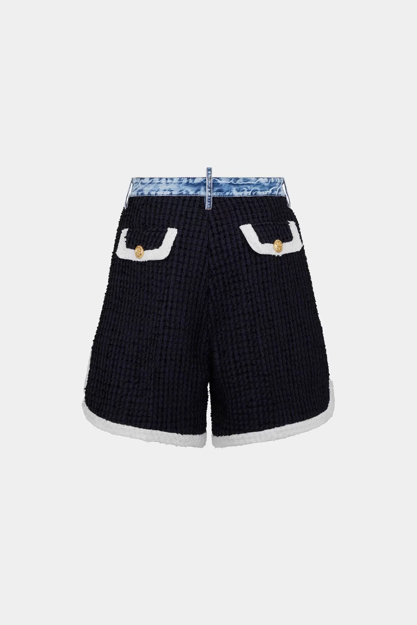 Co-Orden^Dsquared2 Boucle/Denimshort Van Stretchkatoen Marine