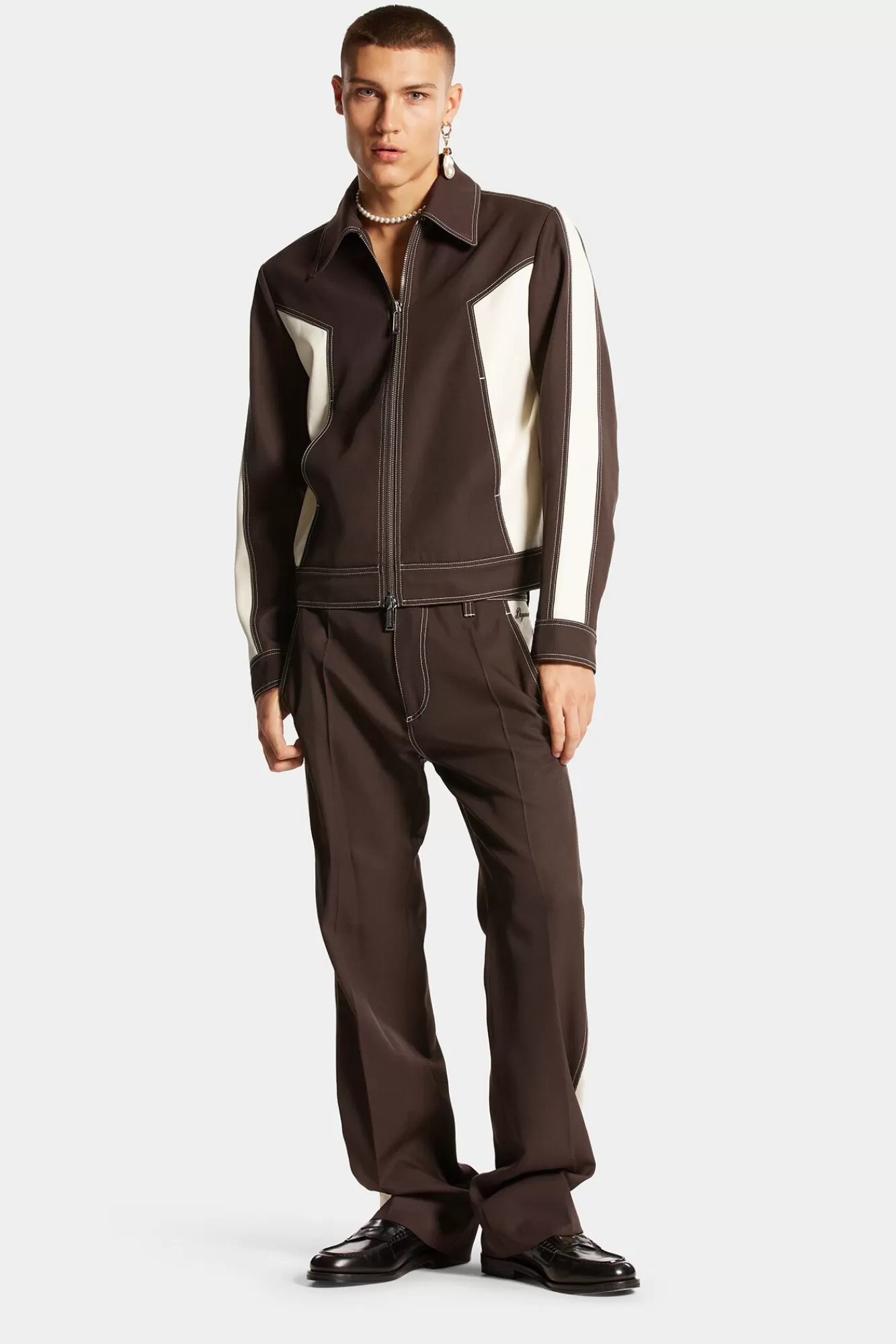 Co-Orden^Dsquared2 Broek Met Contrasterende Stiksels Donkere Chocolade