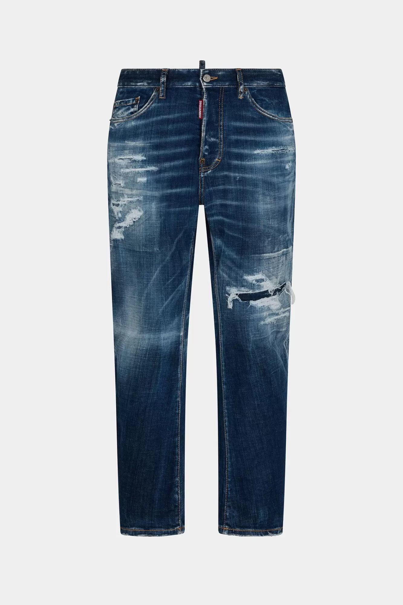 Jeans^Dsquared2 Bro-Jeans Met Donkere Gescheurde Cast-Wassing Marine