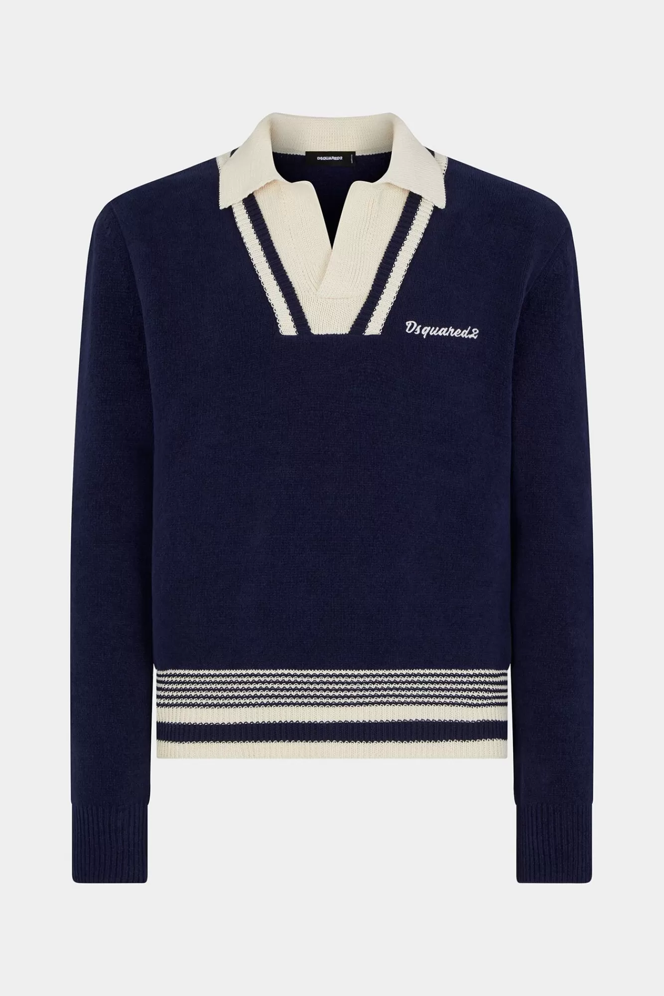 Gebreide Kleding^Dsquared2 Chenille Gebreide Polosweater Blauwe Bel