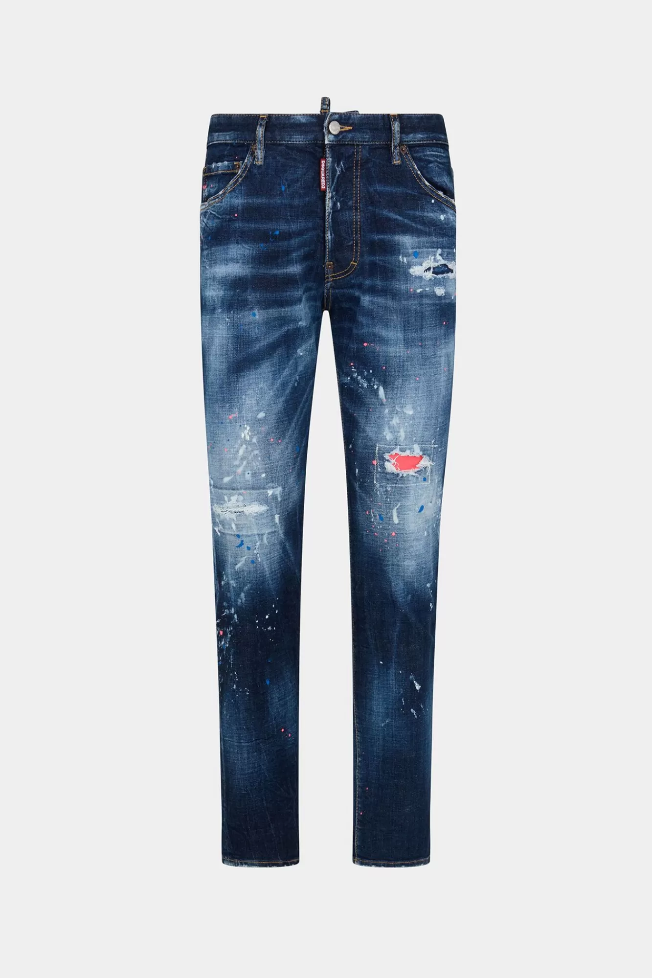 Jeans^Dsquared2 Coole Jongensjeans Met Donkere Neon Splash-Wassing Marine