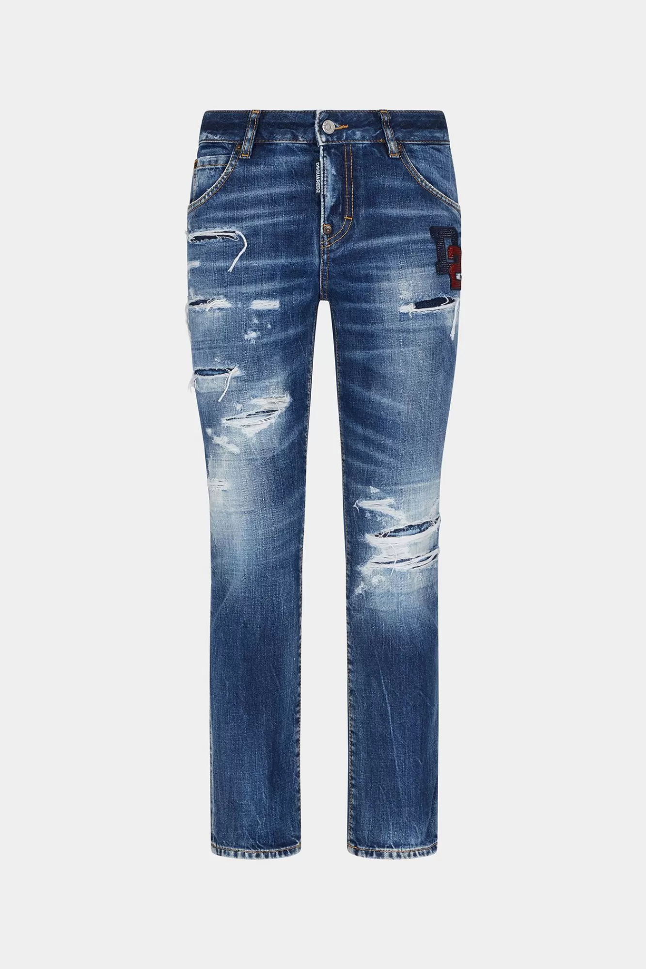 Jeans^Dsquared2 Coole Meisjesjeans Met Donkere Gescheurde Wassing Marine