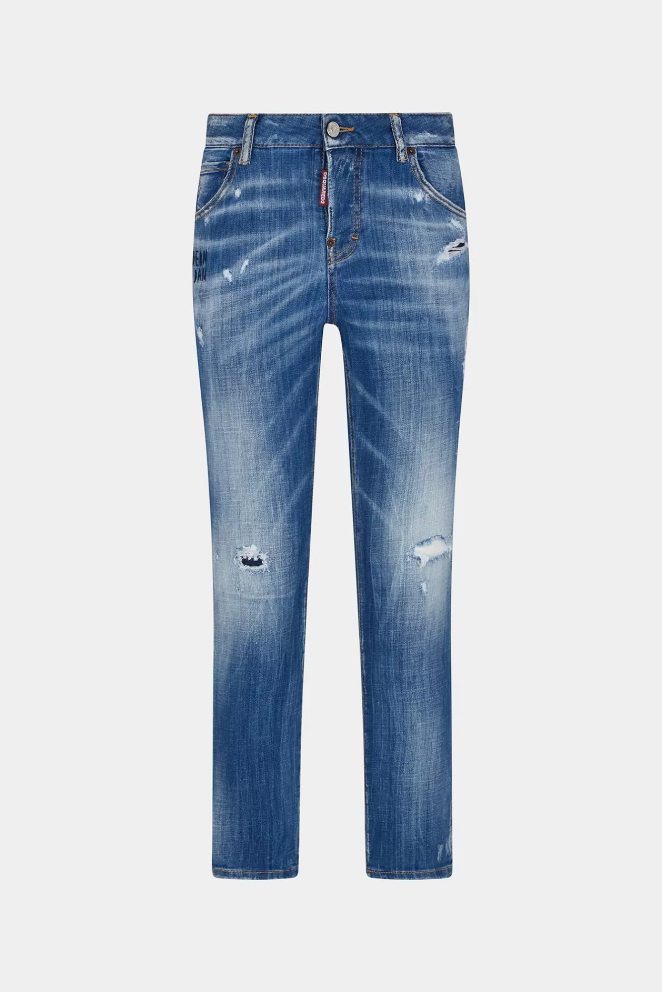 Jeans^Dsquared2 Coole Meisjesjeans Met Medium Stoffige Wassing Marine