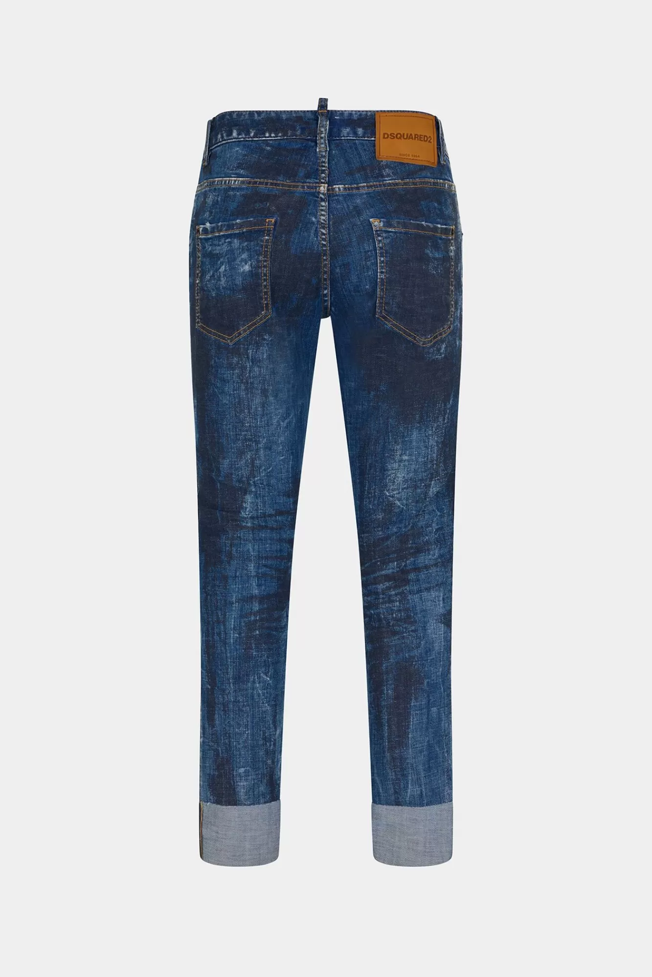 Jeans^Dsquared2 Coole Meisjesjeans Met Zwarte Schaduw En Donkere Wassing Marine