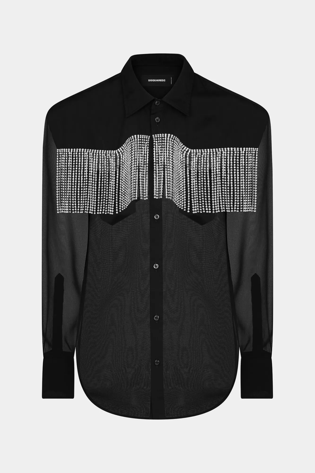 Overhemden^Dsquared2 Crystal Firnged Westernshirt Zwart