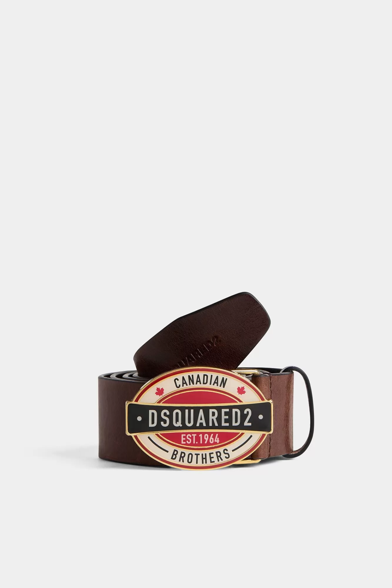 Riemen^Dsquared2 D2 Canadese Broers Plaquetteriem Bruin