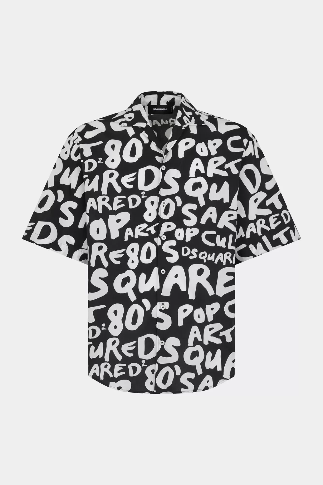 Overhemden^Dsquared2 D2 Pop Bowlingshirt Uit De Jaren 80 Zwart Wit