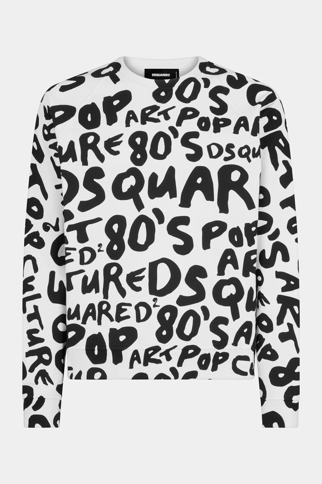 Sweatshirts^Dsquared2 D2 Pop Jaren 80 Cool-Fit Sweatshirt Met Ronde Hals Wit