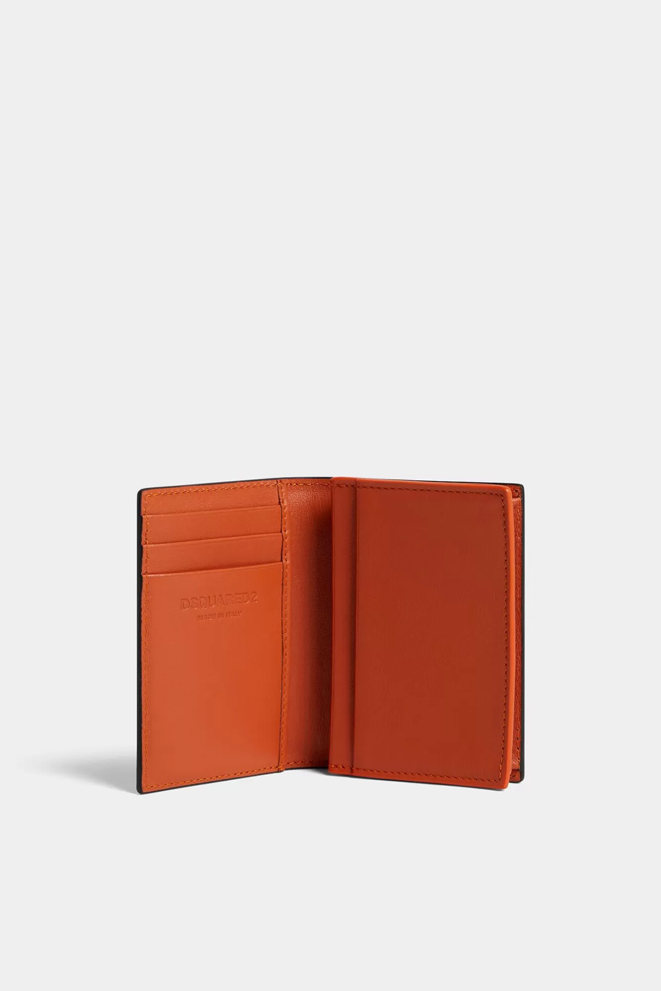 Kleine Lederwaren^Dsquared2 D2-Verklaring Bi-Fold Creditcardhouder Zwart/Oranje