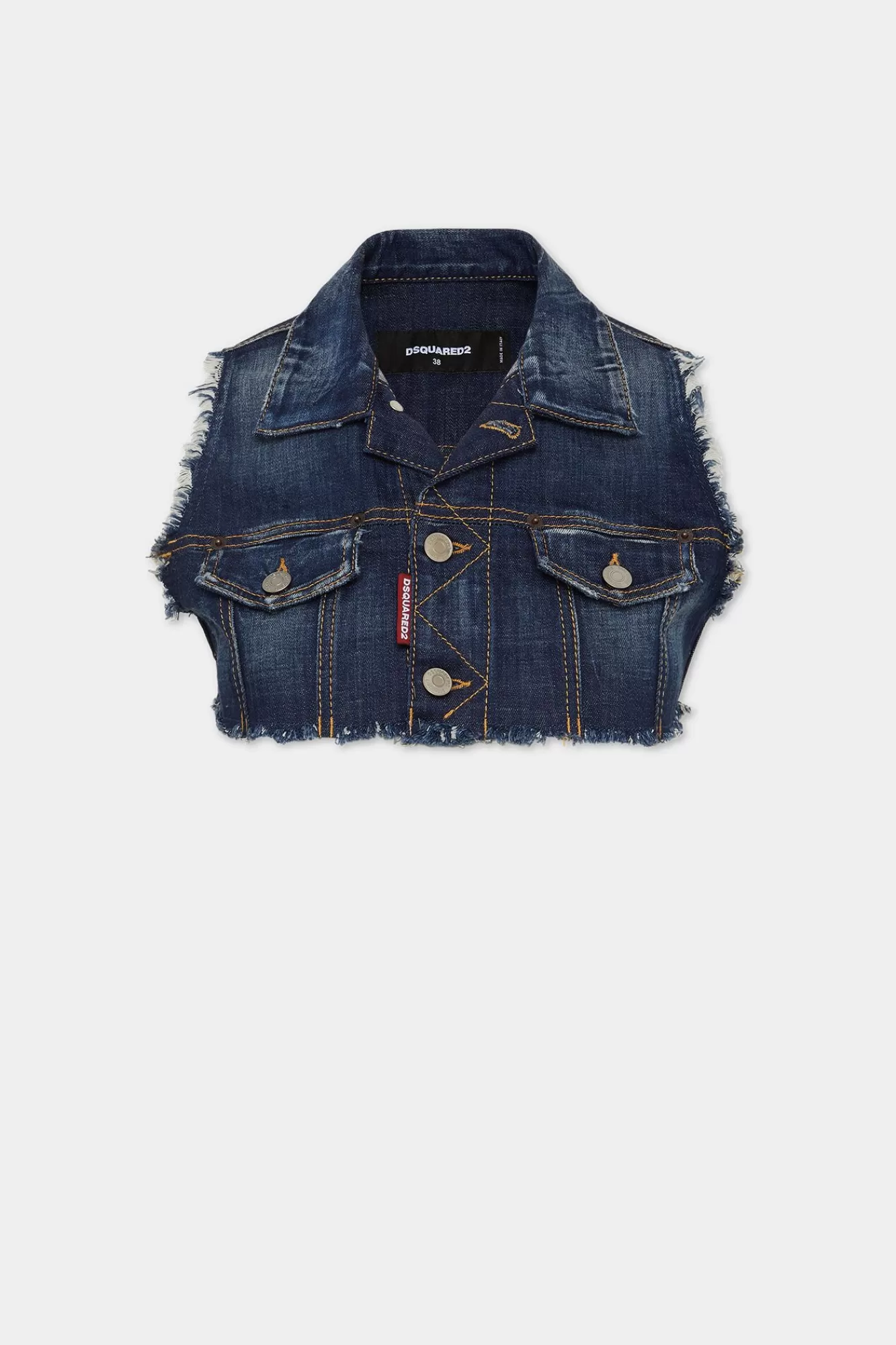 Jassen En Bovenkleding^Dsquared2 Denim Bijgesneden Vest Marine