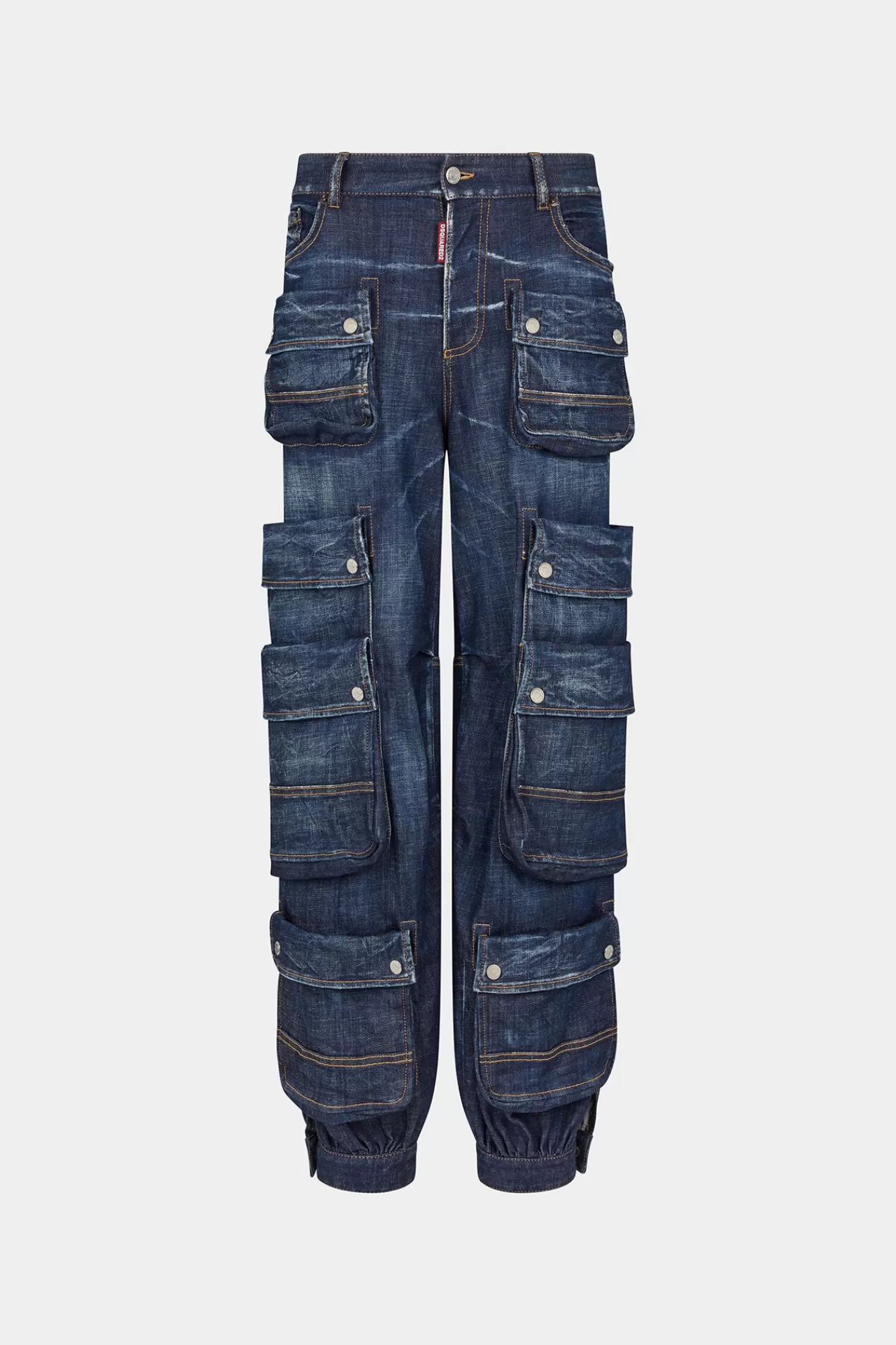 Broek^Dsquared2 Denim Cargobroek In Donkere, Schone Wassing Marine