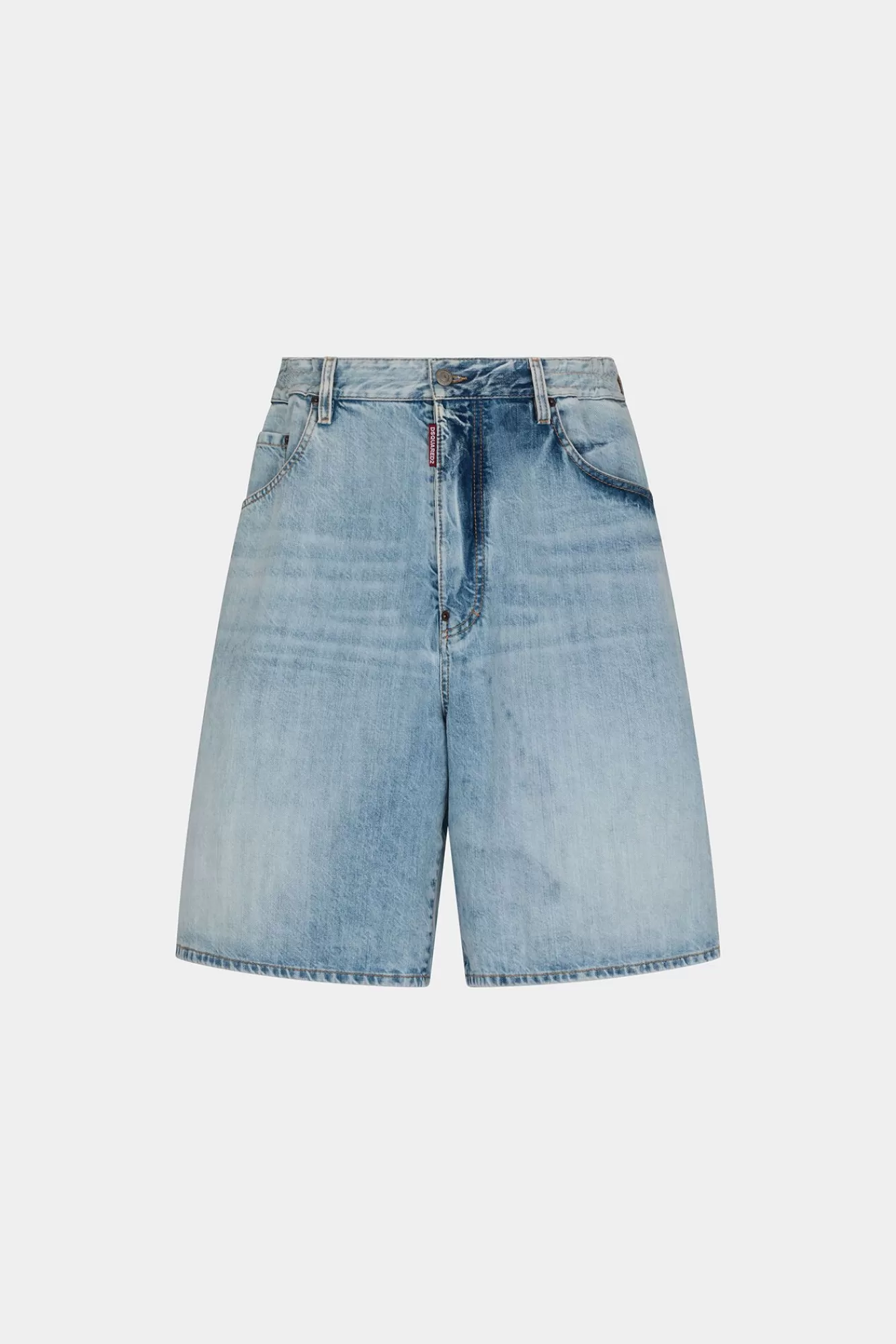 Korte Broek^Dsquared2 Denim Short Met Lichte Palm Beach-Wassing Marine