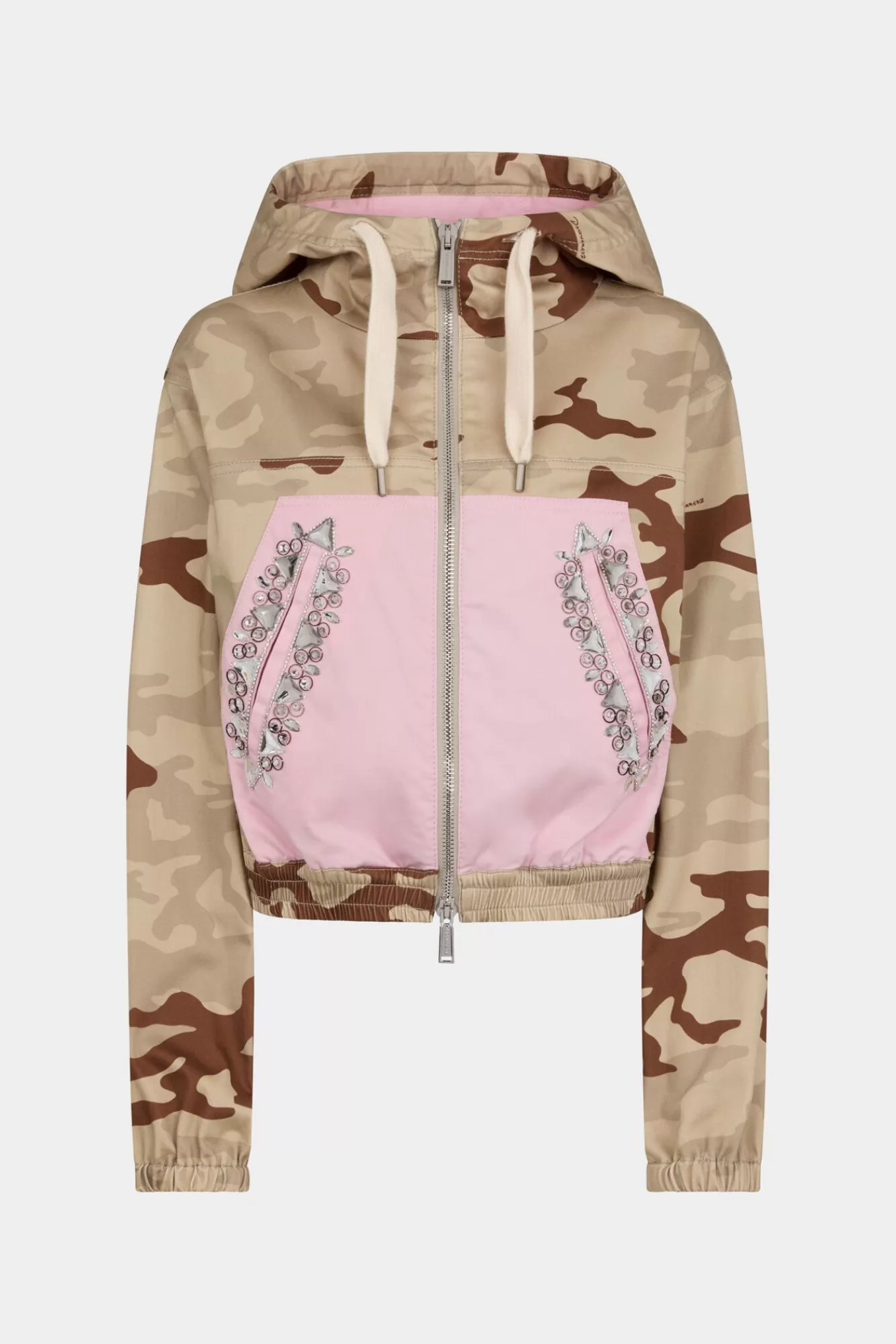 Co-Orden^Dsquared2 Diamanten Camouflagejack Met Capuchon Zand