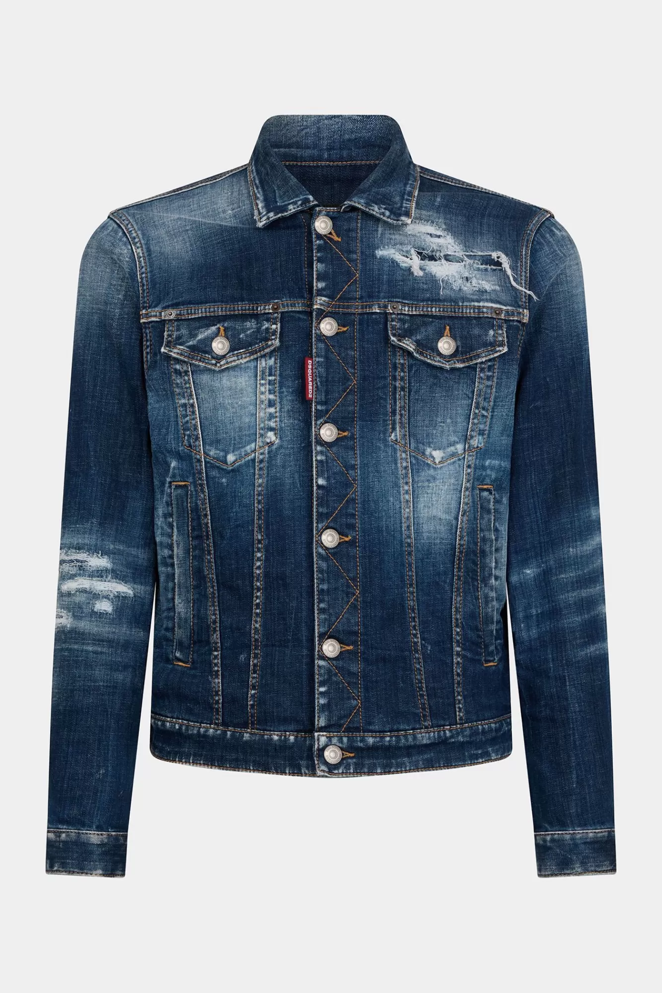 Jassen En Bovenkleding^Dsquared2 Donker Gescheurd Denim Dan-Jack Met Wassing Marine