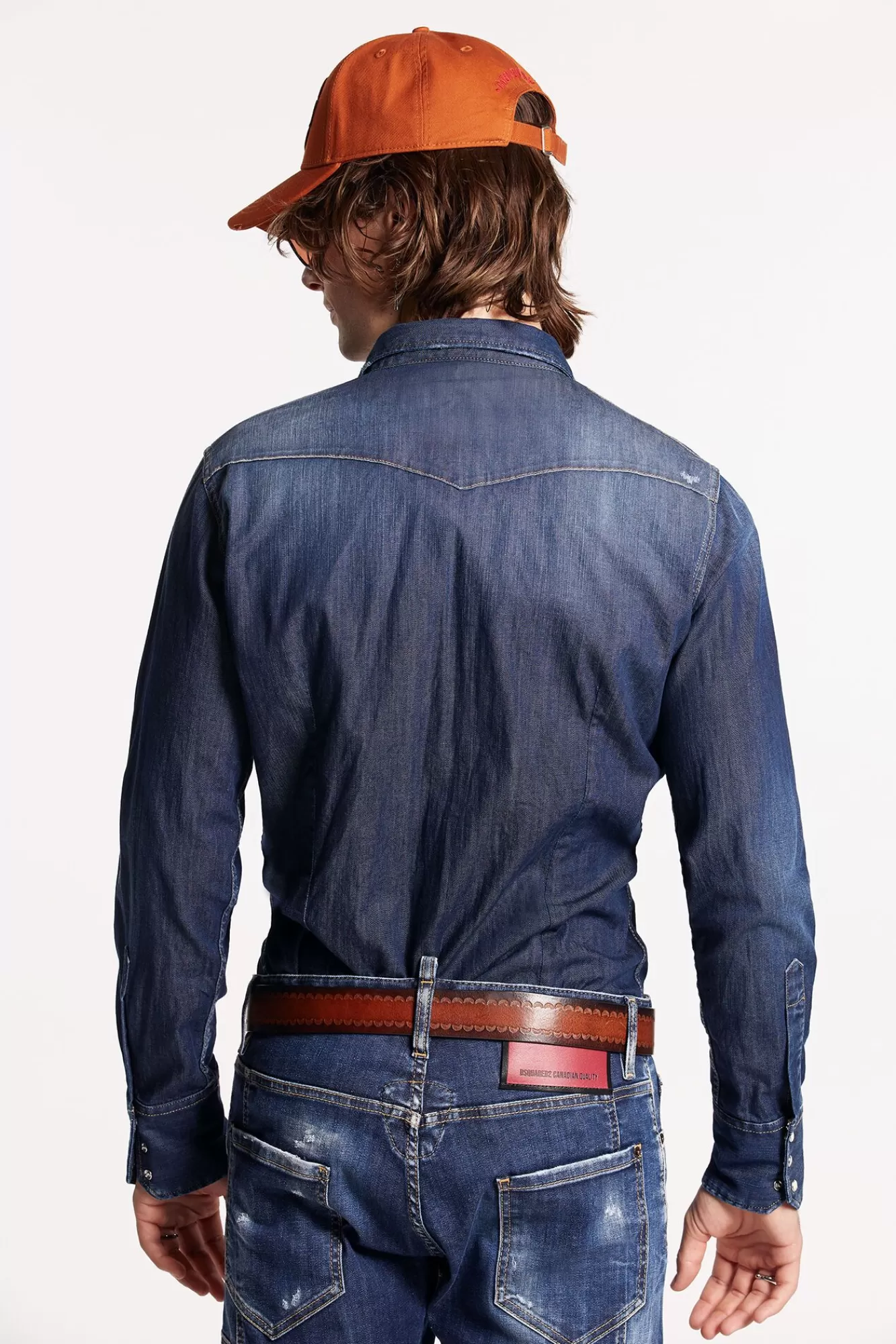 Overhemden^Dsquared2 Donker Klassiek Western Overhemd Met Wassing Blauw