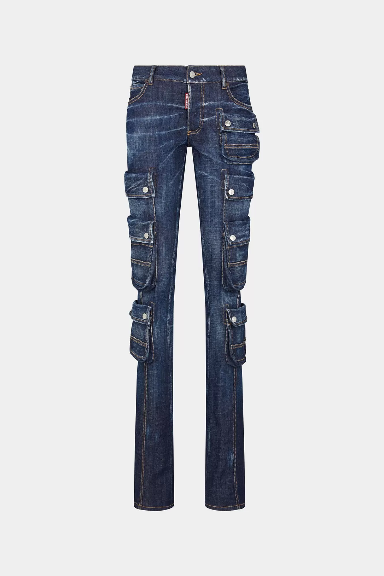 Broek^Dsquared2 Donkere Clean Wash Denim Trompet Cargobroek Marine