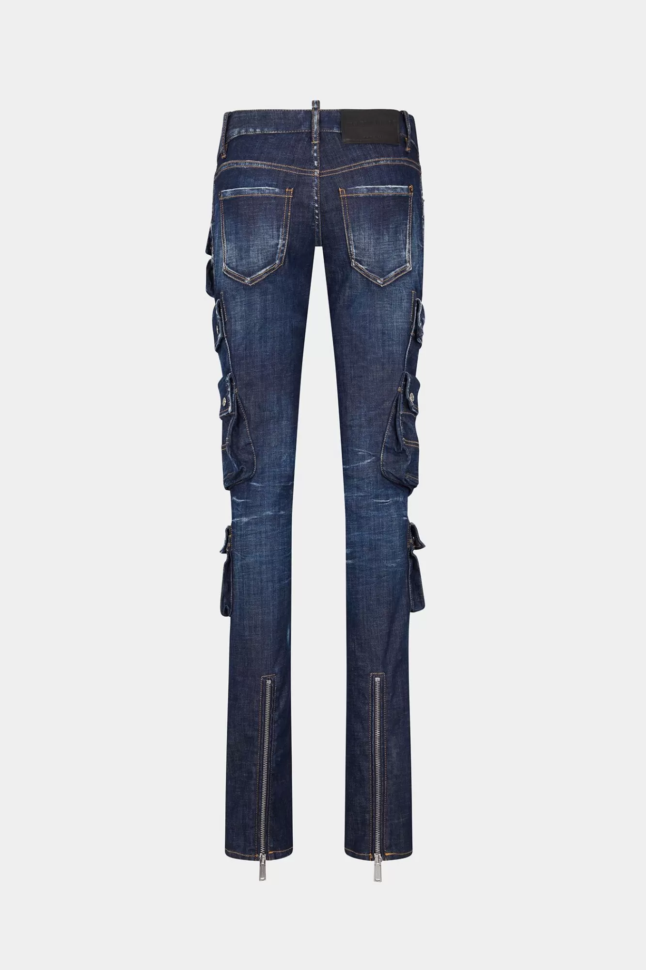 Broek^Dsquared2 Donkere Clean Wash Denim Trompet Cargobroek Marine