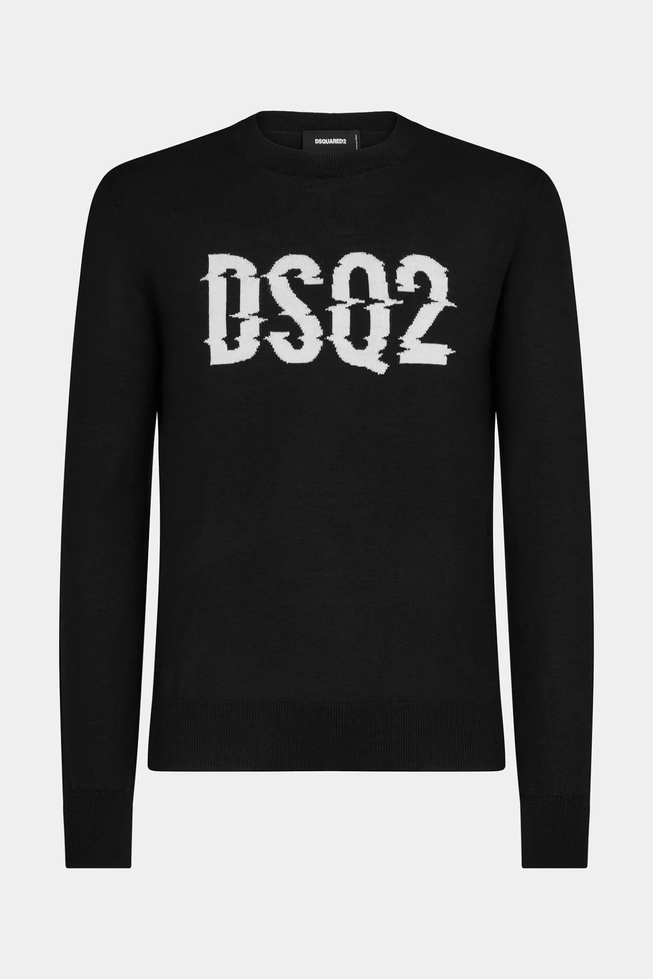 Gebreide Kleding^Dsquared2 Dsq2 Intarsia Gebreide Trui Met Ronde Hals Zwart Wit