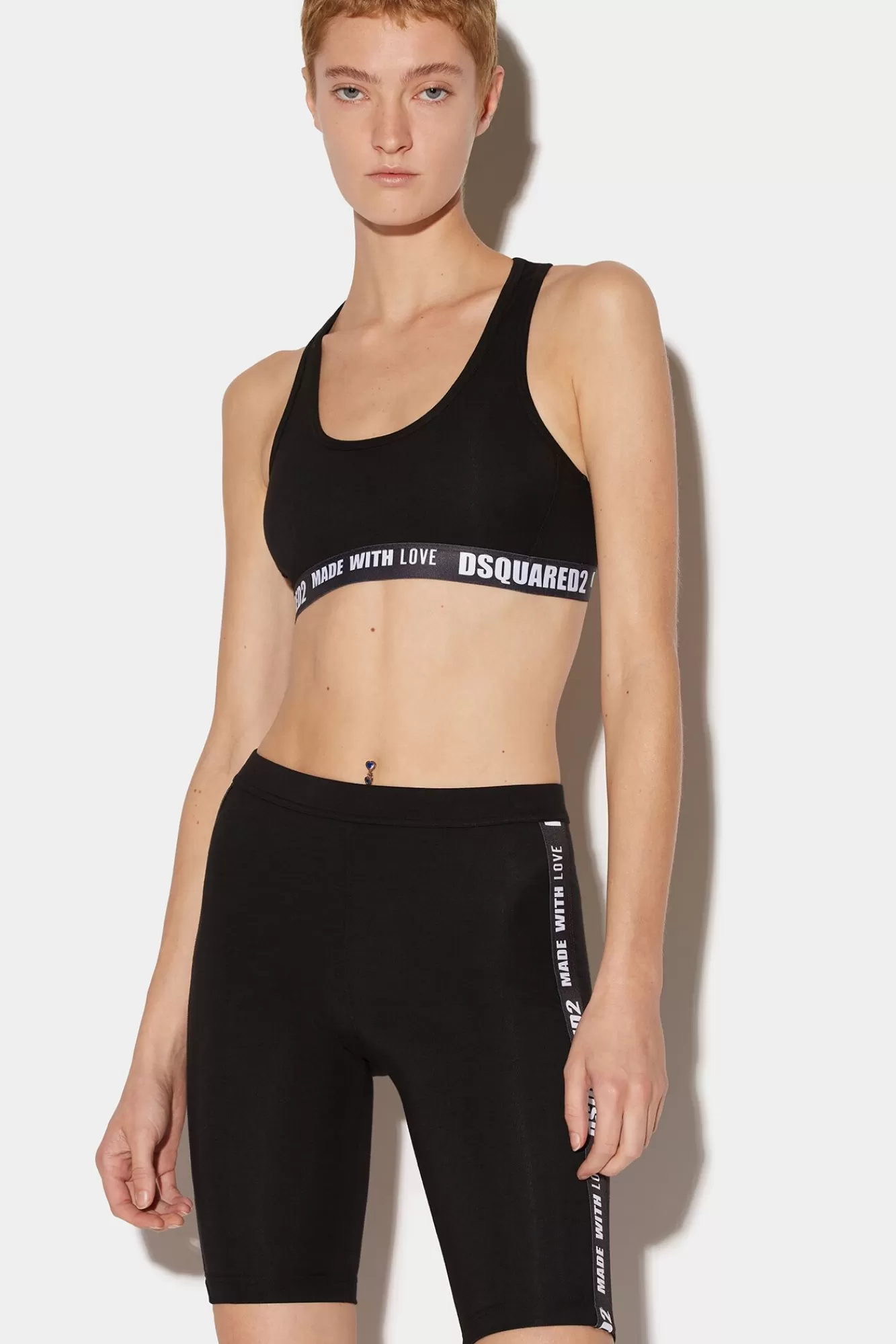 Ondergoed^Dsquared2 Logo Fietsbroek Zwart