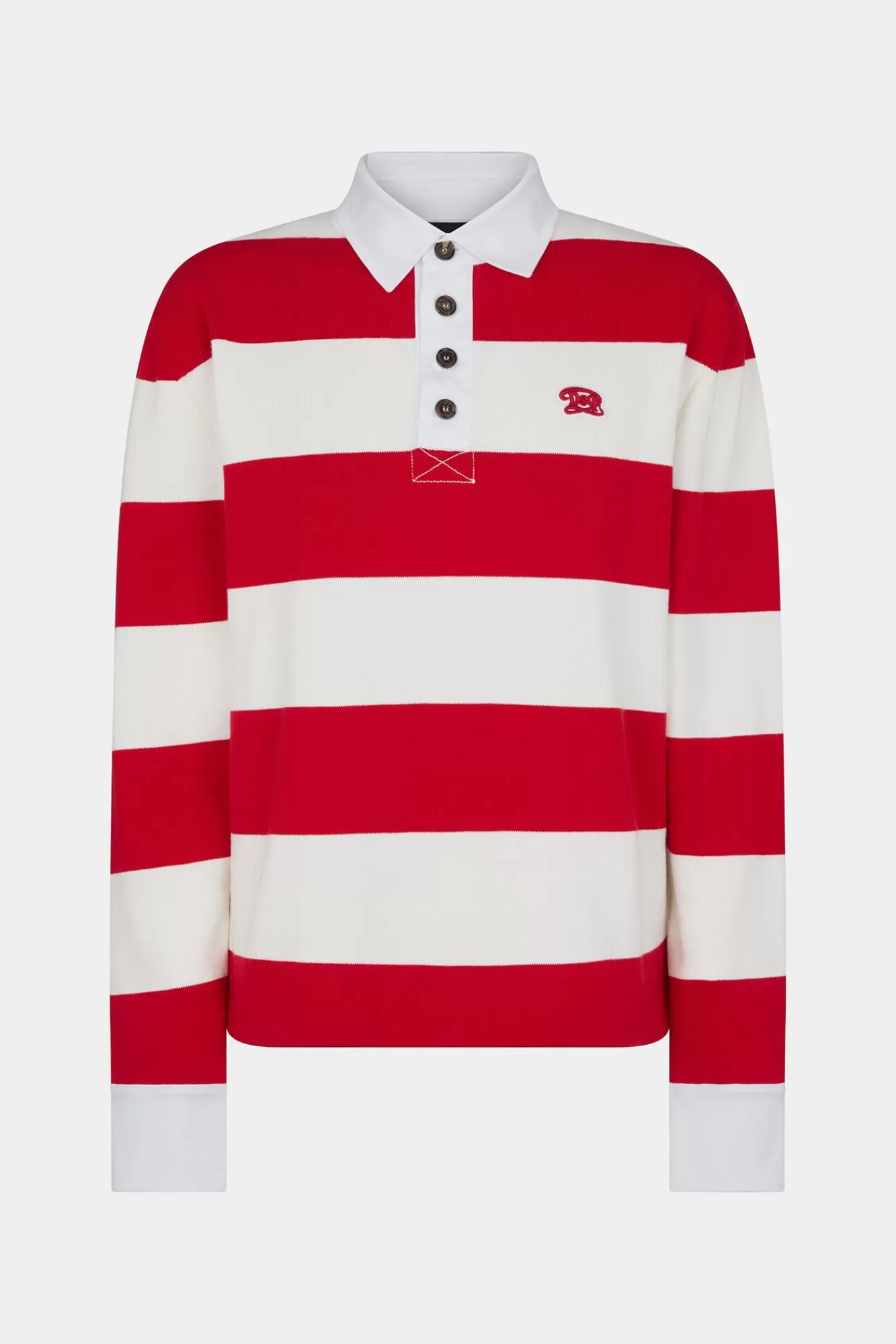 Gebreide Kleding^Dsquared2 Gestreepte Gebreide Polo Wit Rood