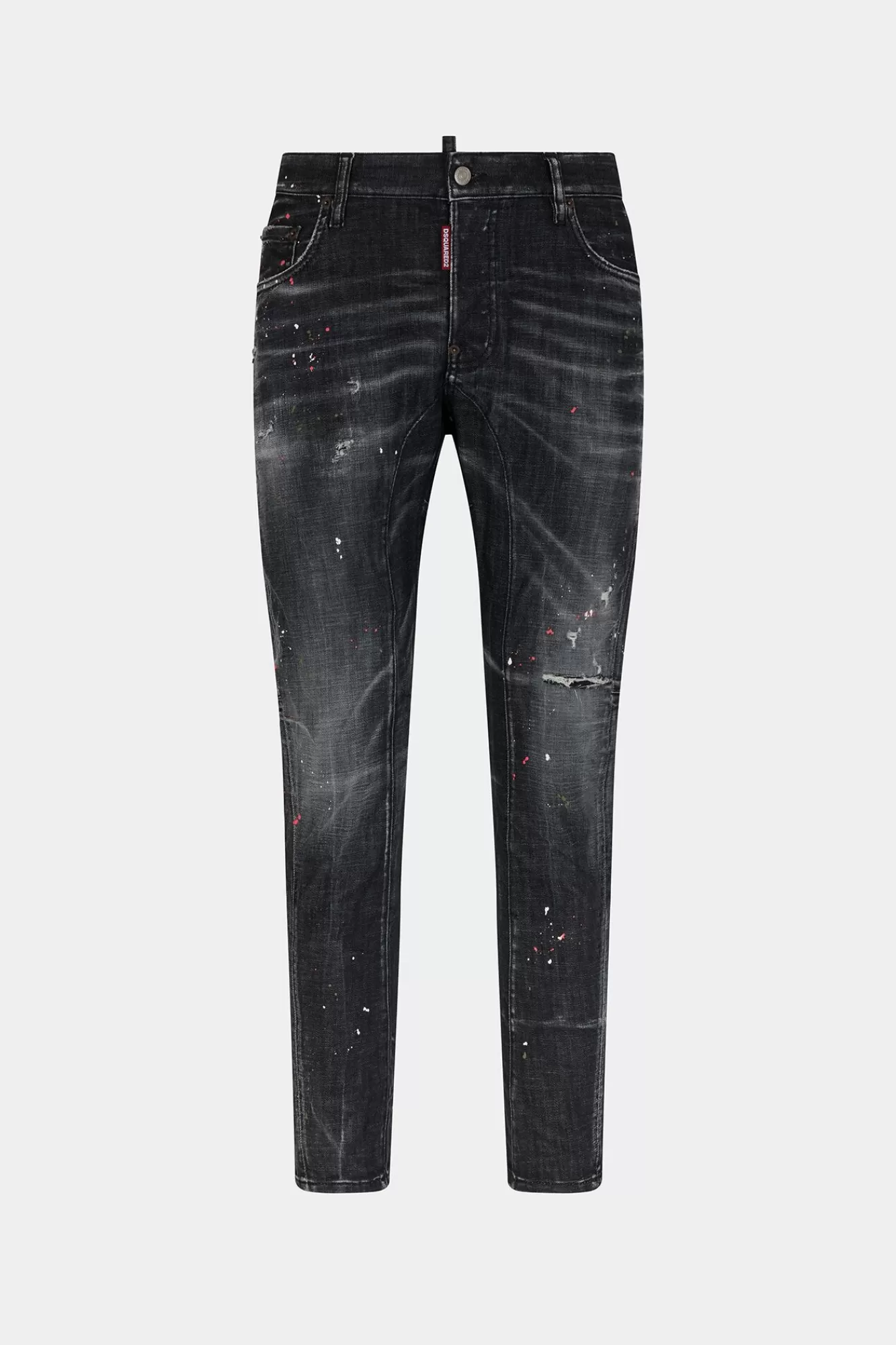 Jeans^Dsquared2 Gevlekte, Nette Bikerjeans Zwart