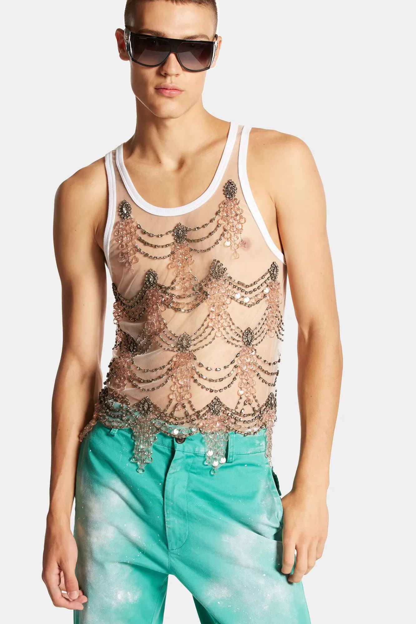 Ondergoed^Dsquared2 Glanzende Tanktop Wit