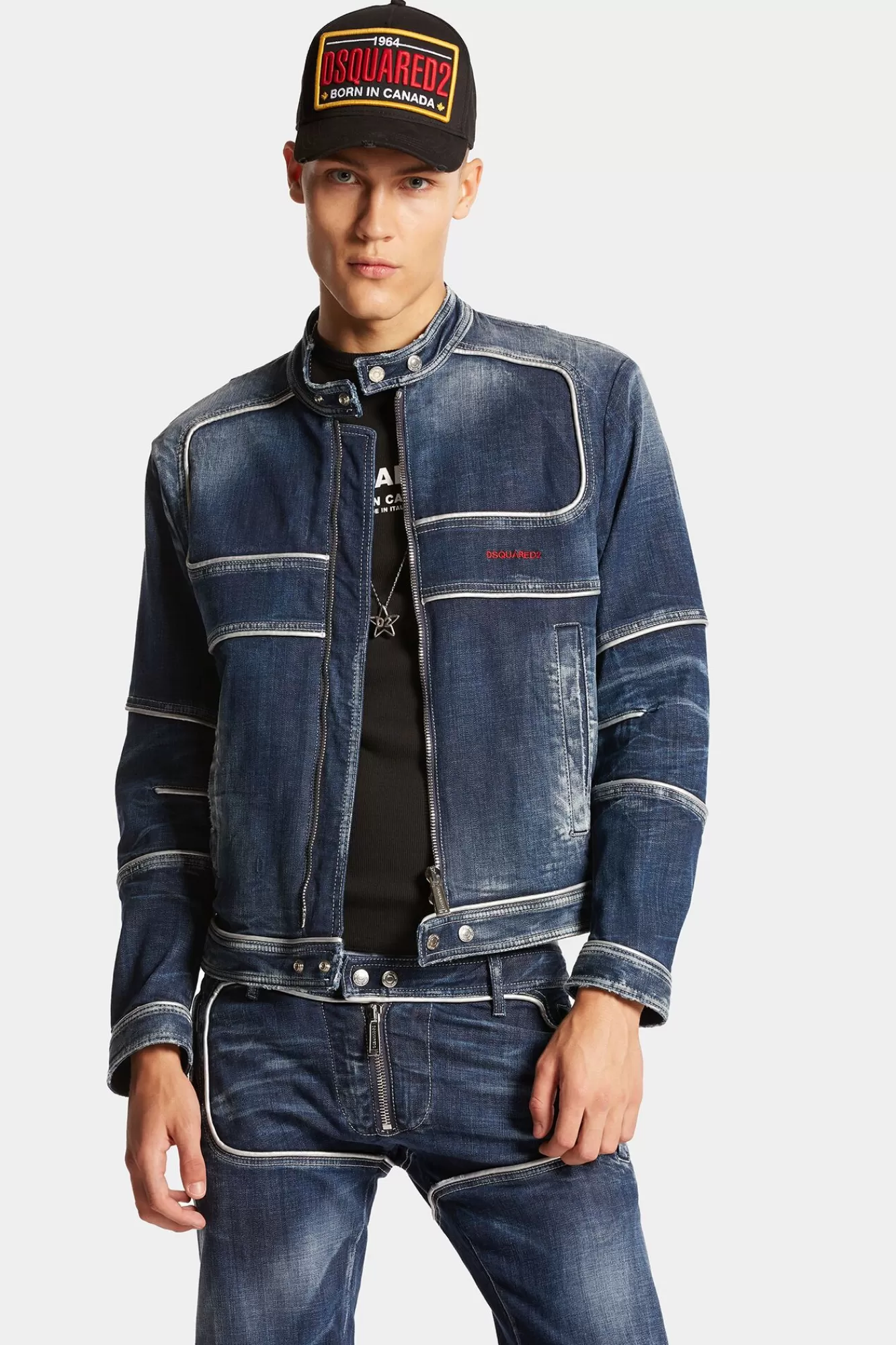 Co-Orden^Dsquared2 Heritage Denim Bikerjack Marine