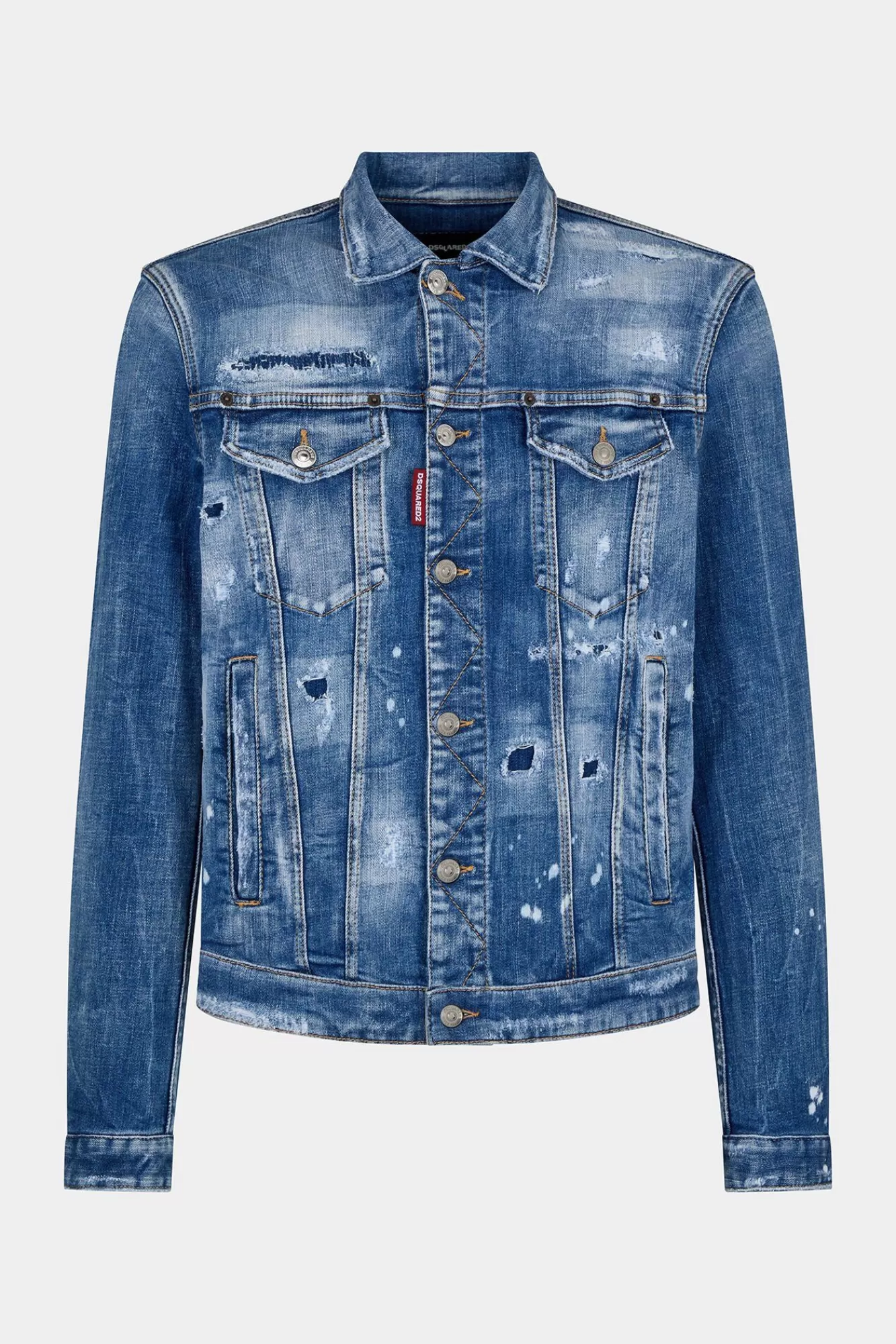 Jassen En Bovenkleding^Dsquared2 Hersteld Rips Dan-Denimjack Marine