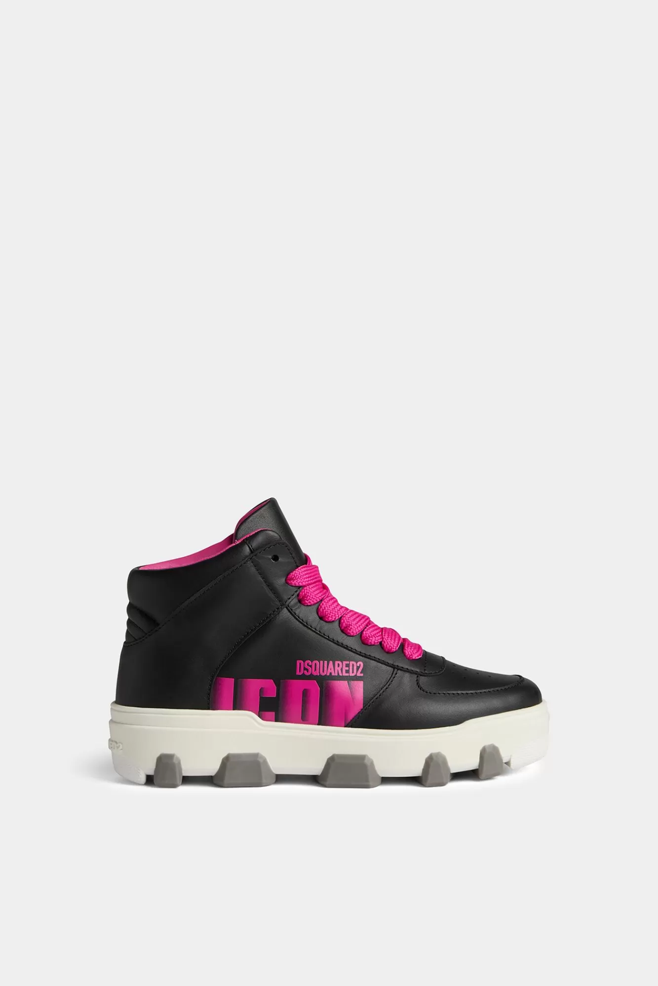 Sneakers^Dsquared2 Icon Basket-Sneakers Zwart/Fuxia Fluo