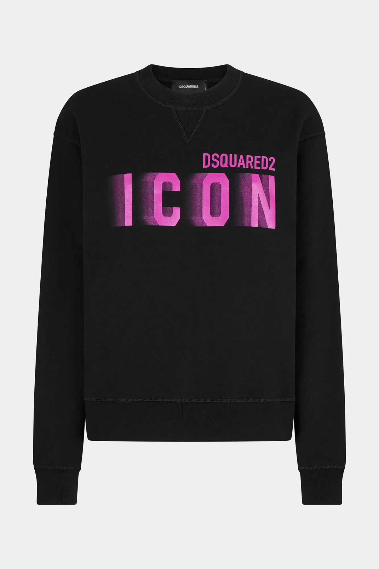 Sweatshirts^Dsquared2 Icon Blur Cool-Fit Sweatshirt Met Ronde Hals Zwart/Roze Fluo