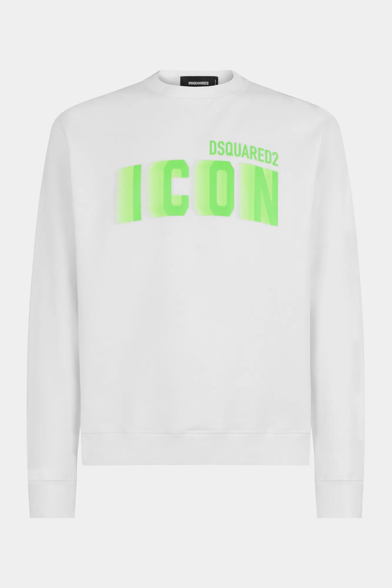 Sweatshirts^Dsquared2 Icon Blur Cool-Fit Sweatshirt Met Ronde Hals Wit/Groen Fluo