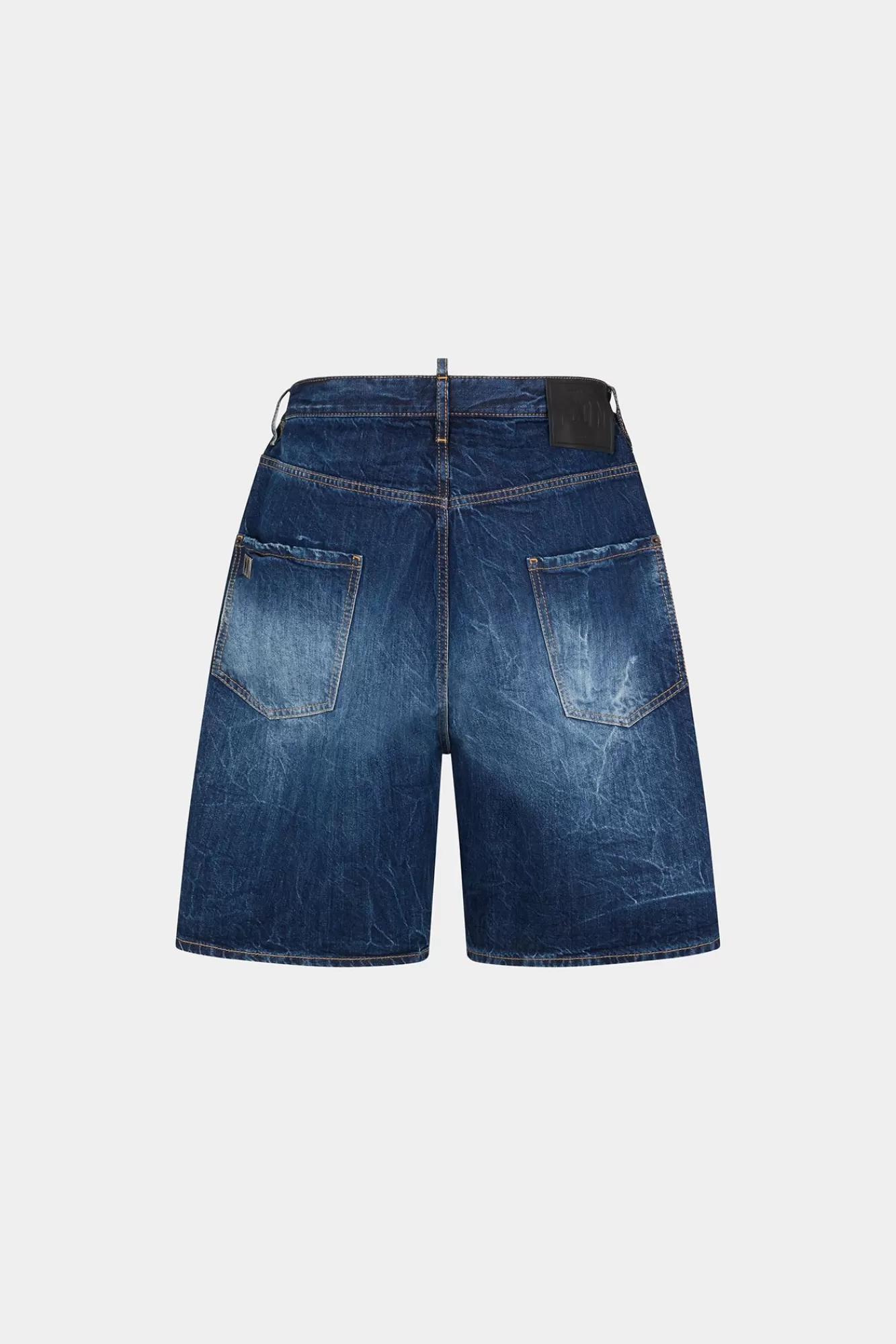 Korte Broek^Dsquared2 Icon Dark Wash Stamps Surfer-Denimshort Marine