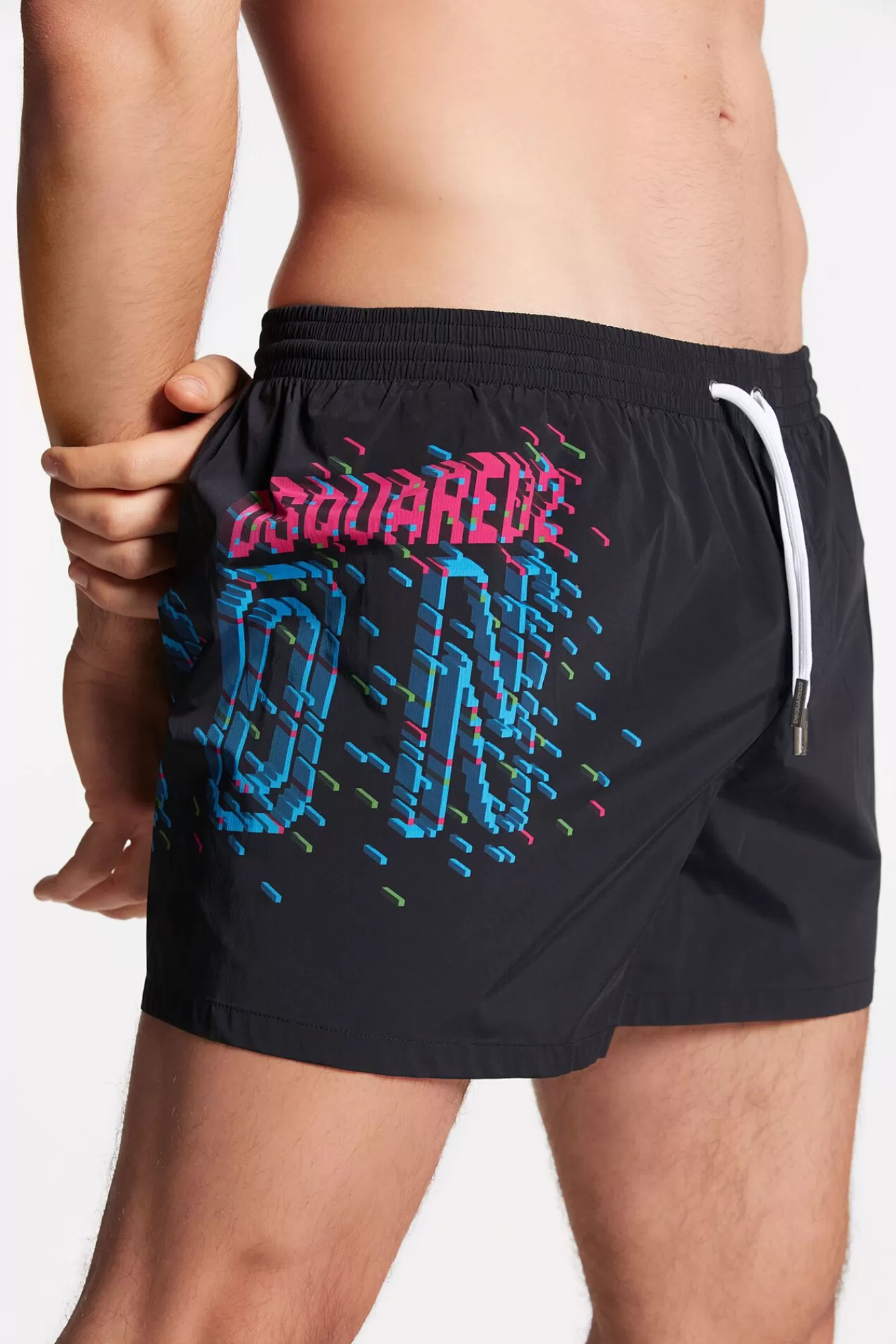 Strandkleding^Dsquared2 Icon Pixel Boxer Midi Zwart