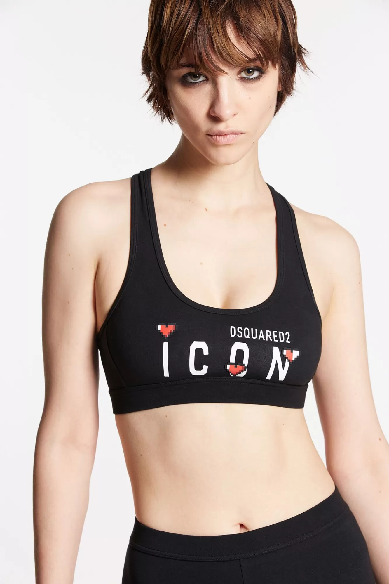 Ondergoed^Dsquared2 Icon Pixel Heart-Sportbeha Zwart