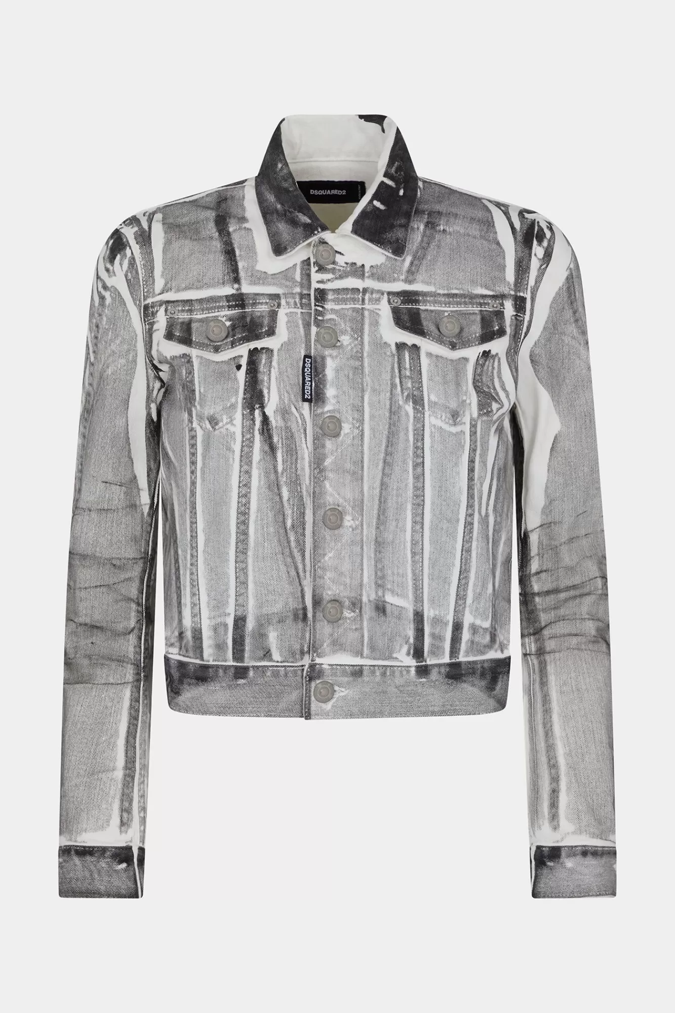 Co-Orden^Dsquared2 Iconisch Denim Jack In Kolenwassing Grijs Zwart