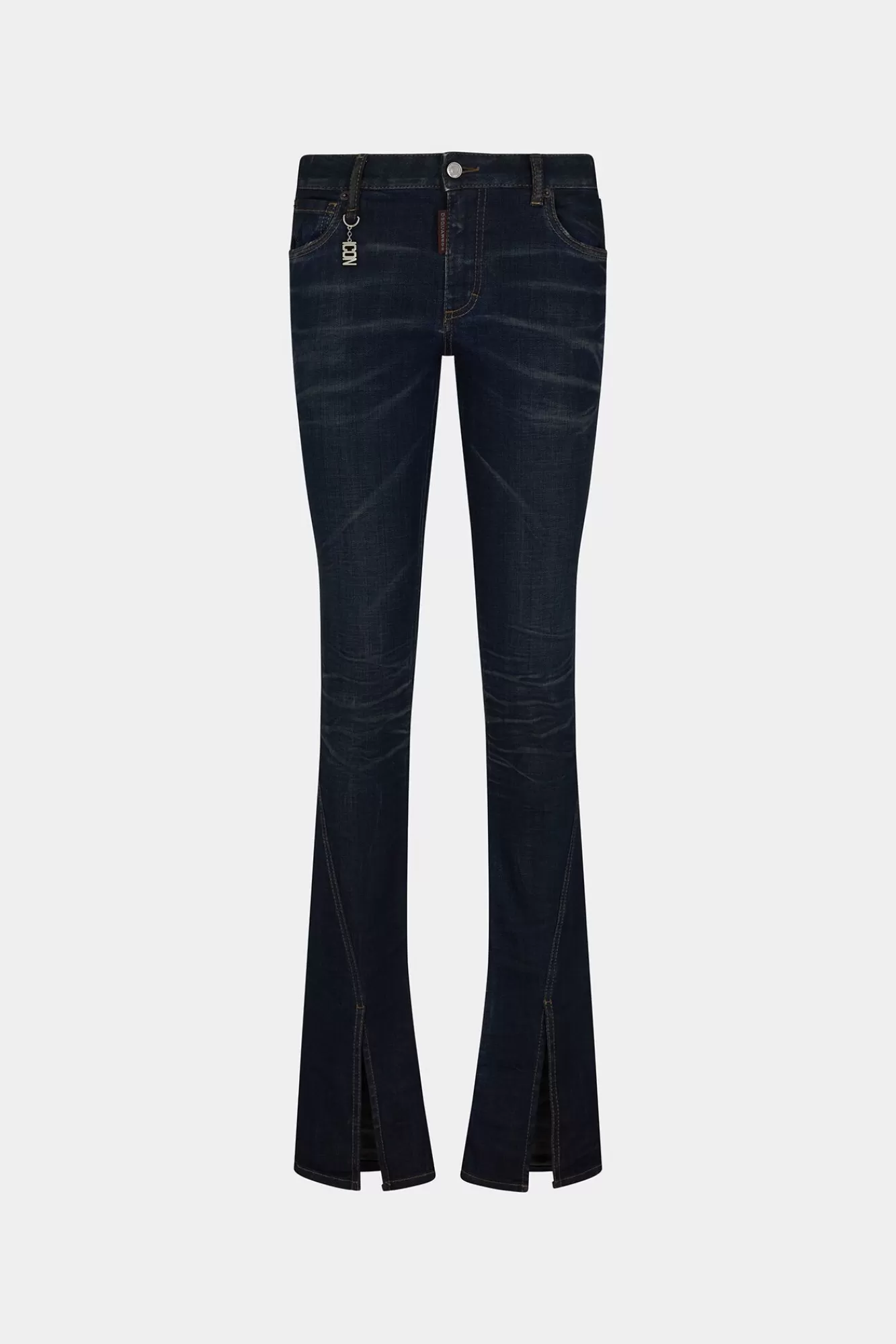 Jeans^Dsquared2 Iconische Zwarte Stoffige Trompetjeans Marine