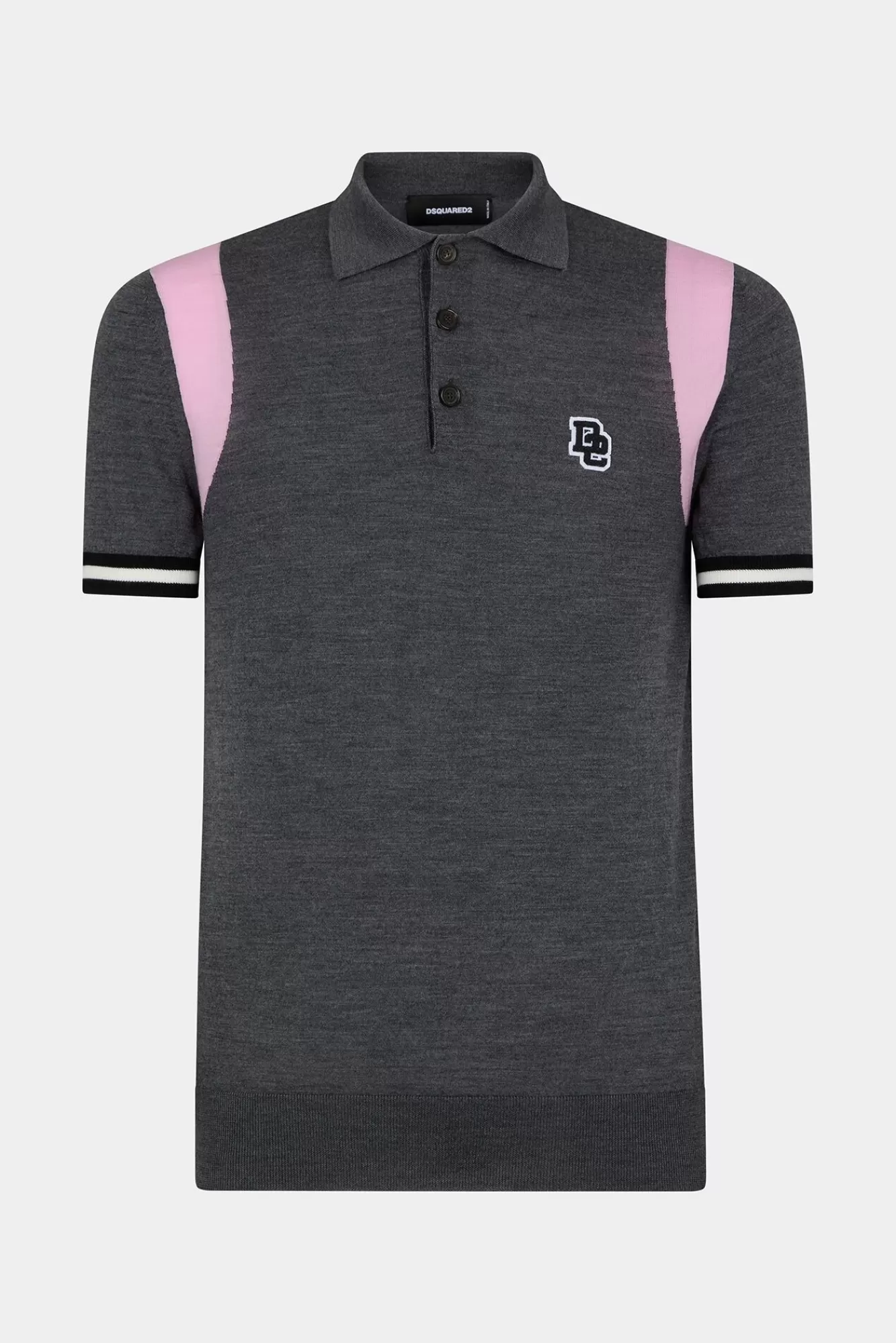 Gebreide Kleding^Dsquared2 Intarsia Gebreid Poloshirt Grijs/Roze