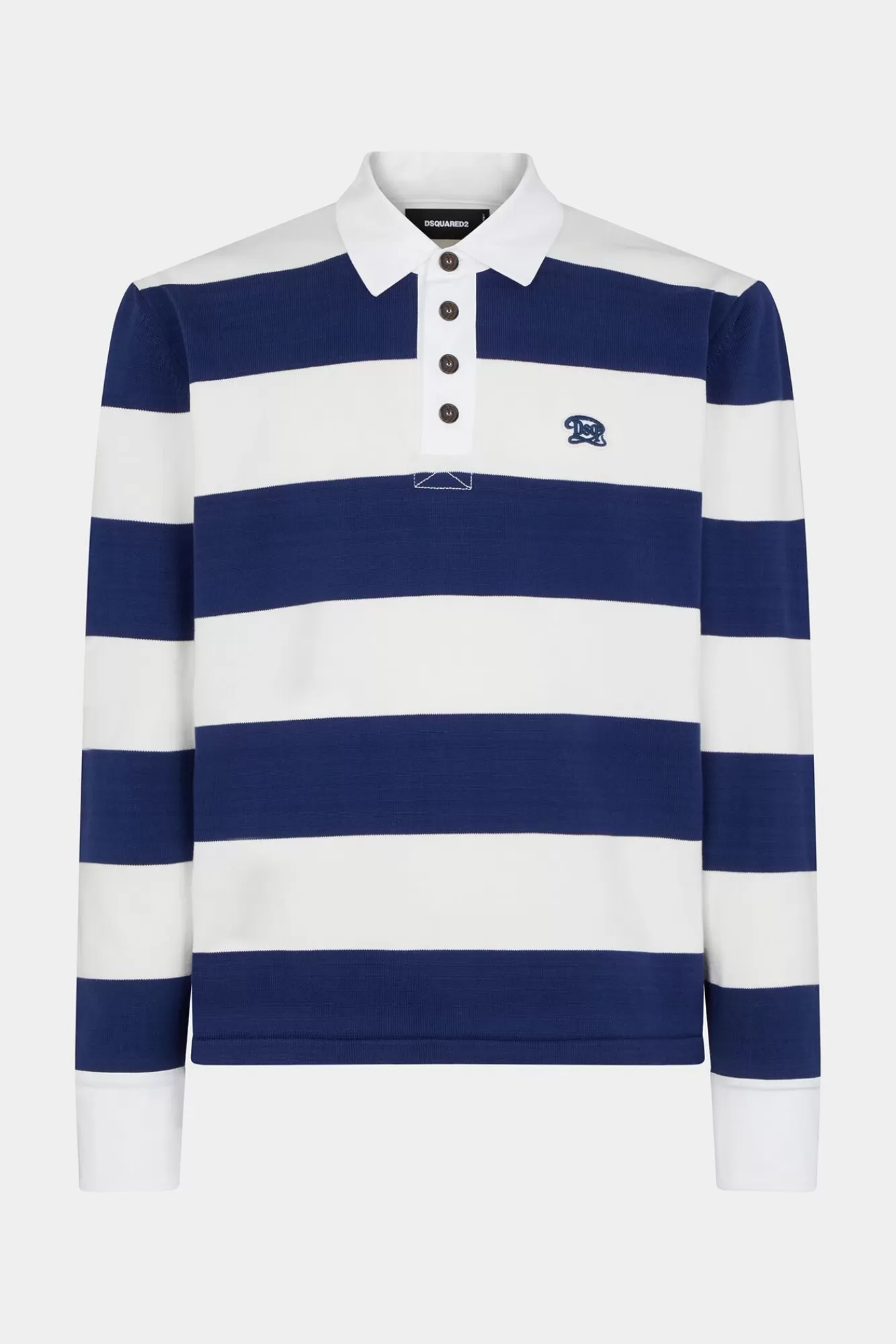 Gebreide Kleding^Dsquared2 Katoen Gebreid Rugbypoloshirt Gebroken Wit/Blauw