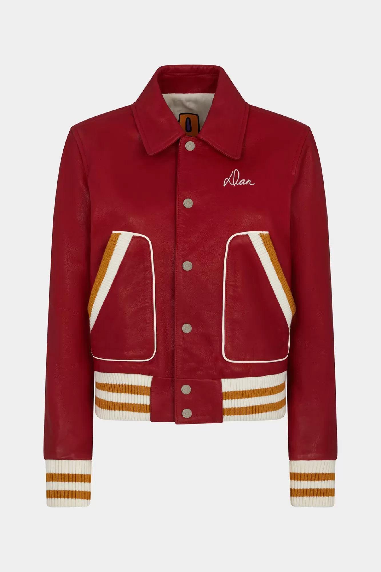 Jassen En Bovenkleding^Dsquared2 Kenmerkende Leren Varsity-Bommenwerper Rood