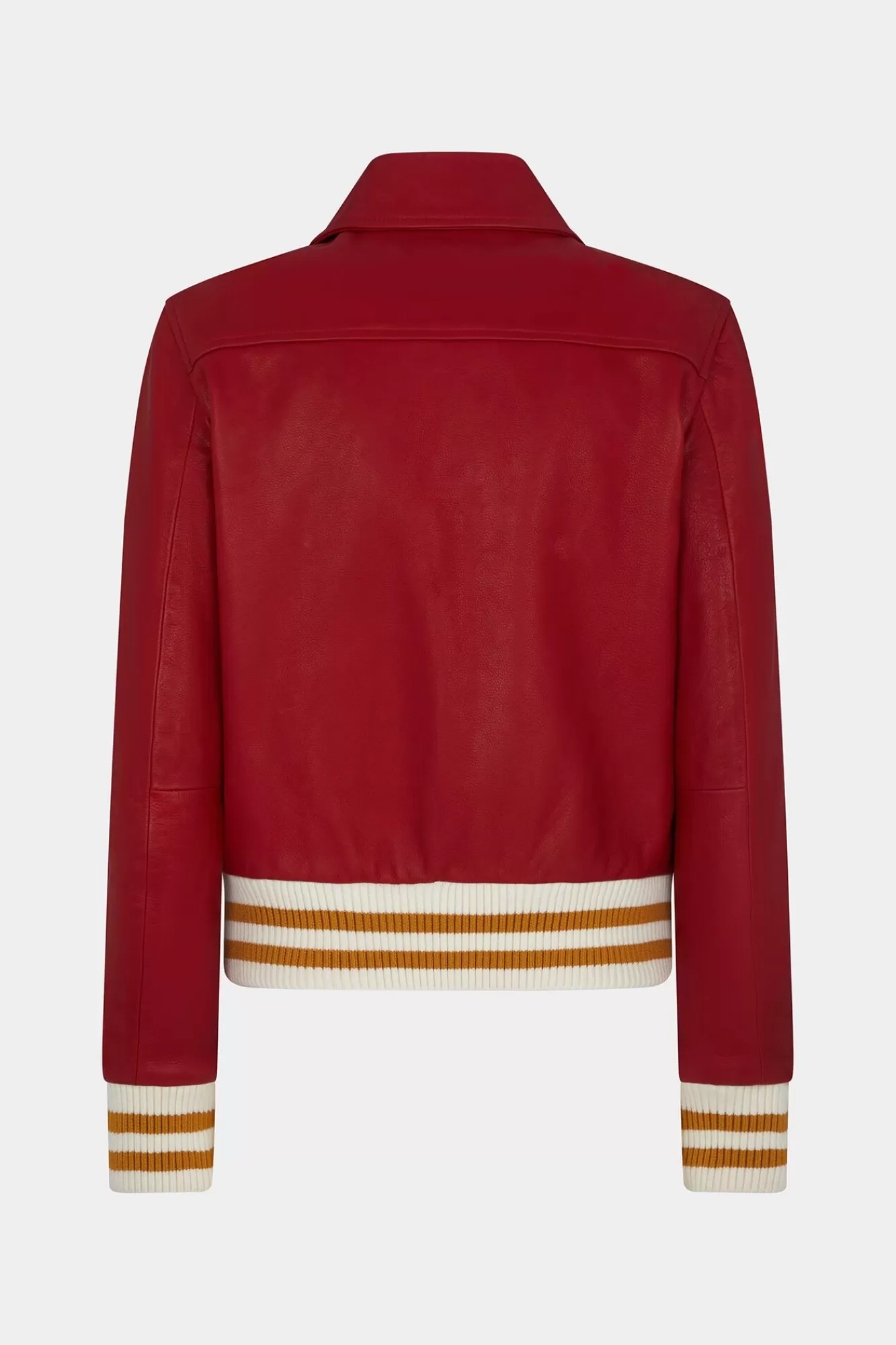 Jassen En Bovenkleding^Dsquared2 Kenmerkende Leren Varsity-Bommenwerper Rood