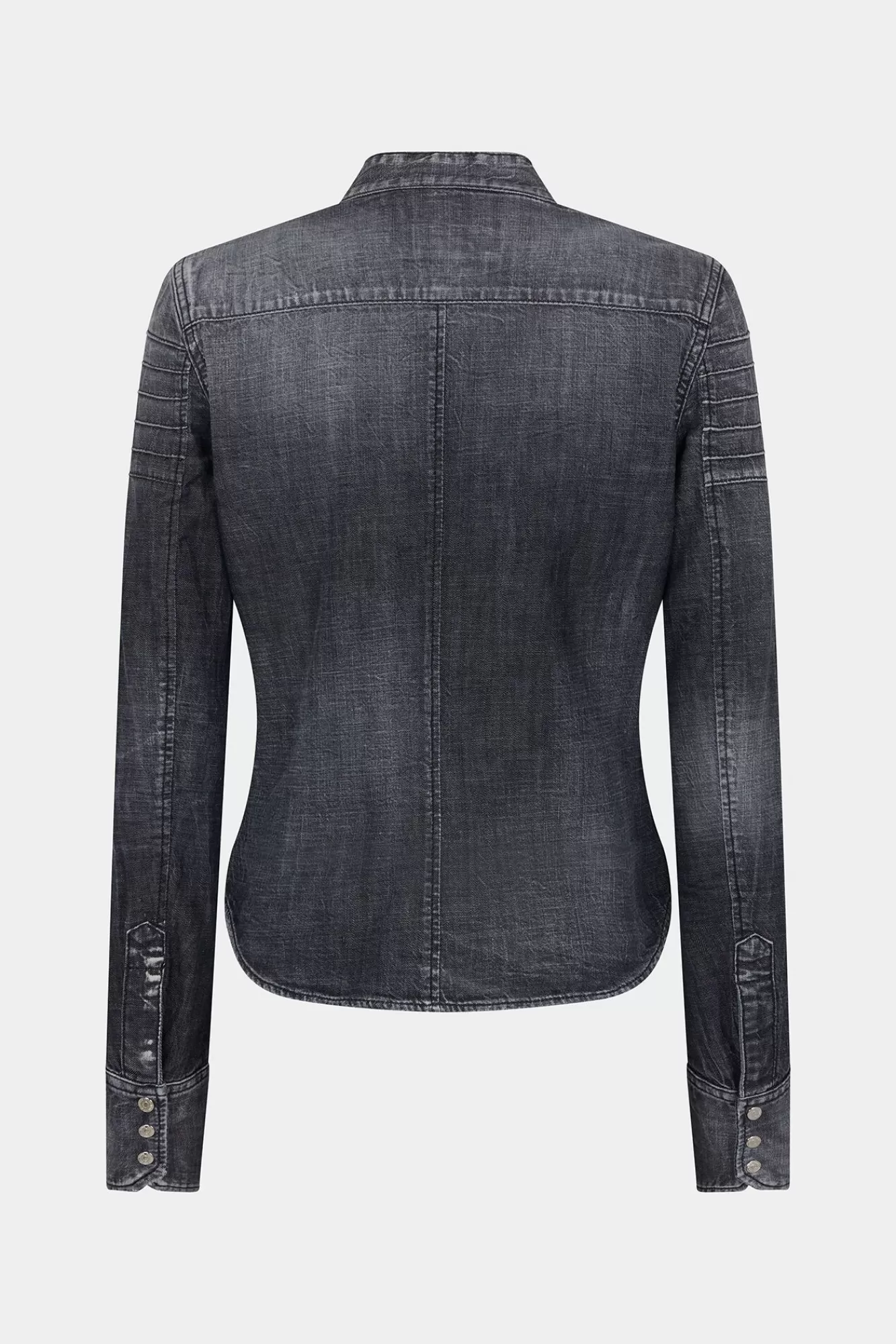 Overhemden^Dsquared2 Lichtgrijs Gewassen Western Denim Overhemd Zwart