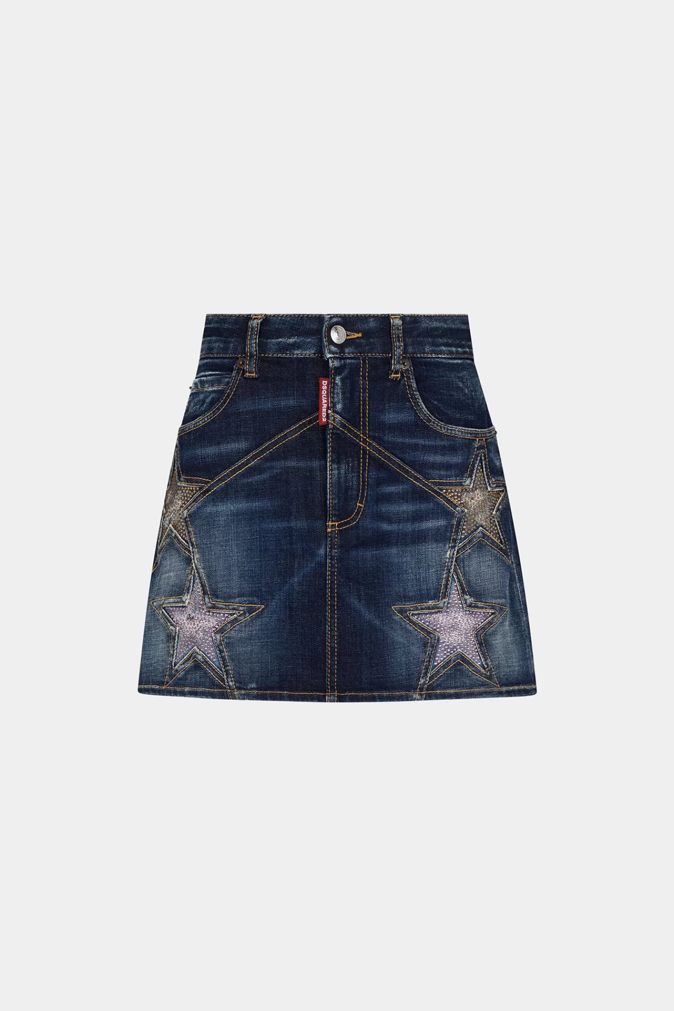 Rokken^Dsquared2 Medium Diamond Super Star Wash Denim Rok Marine