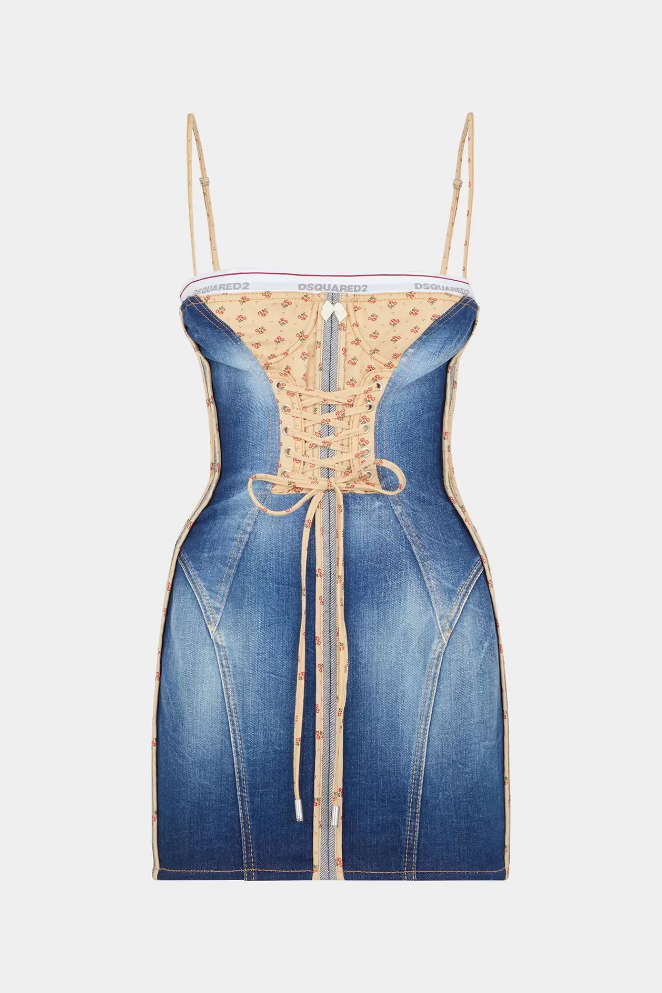 Jurken En Jumpsuits^Dsquared2 Medium Gescheurde Denimjurk Met Kniewas Marine