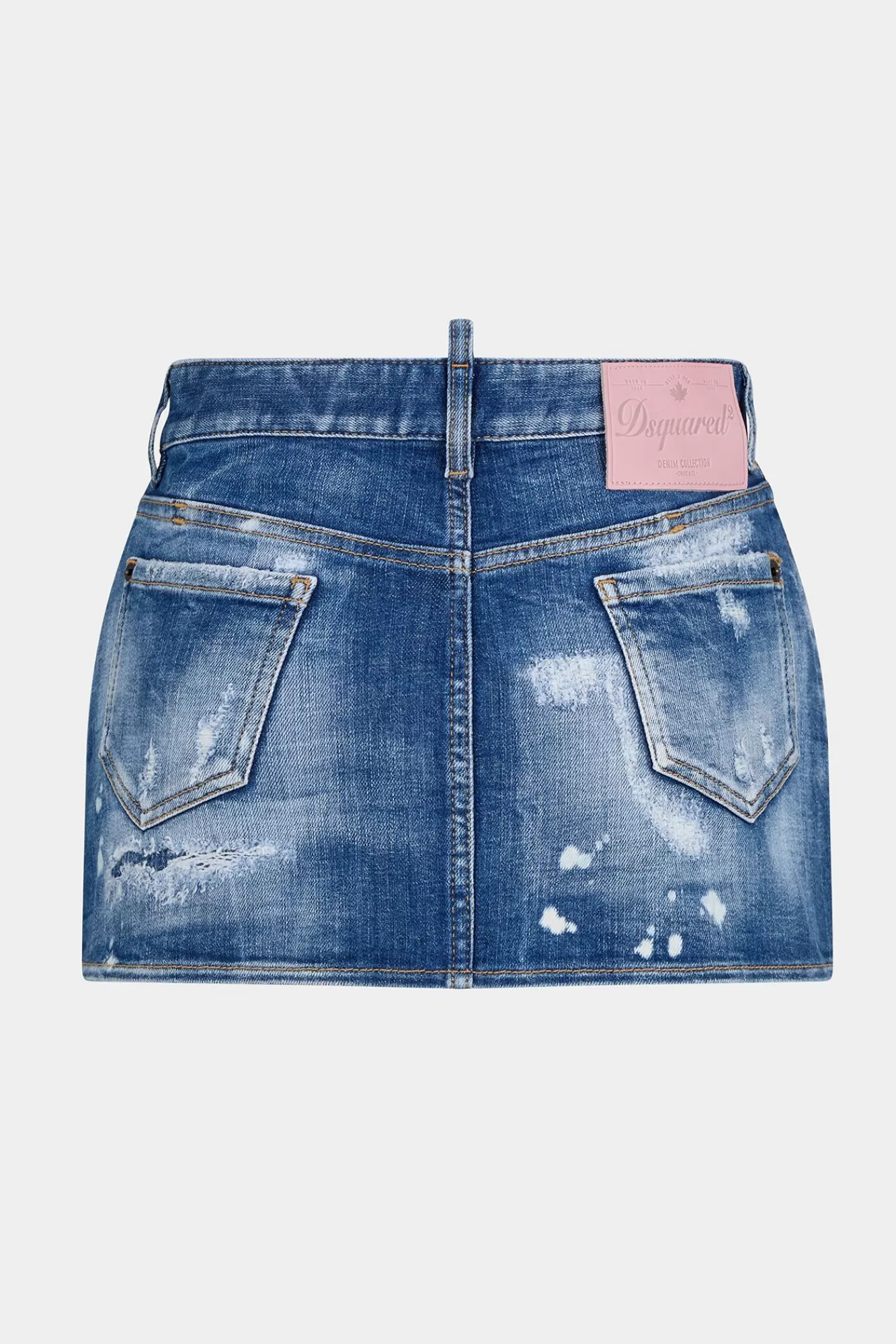 Rokken^Dsquared2 Medium Herstelde Rips-Wassing Denimrok Met Open Zijkant Marine