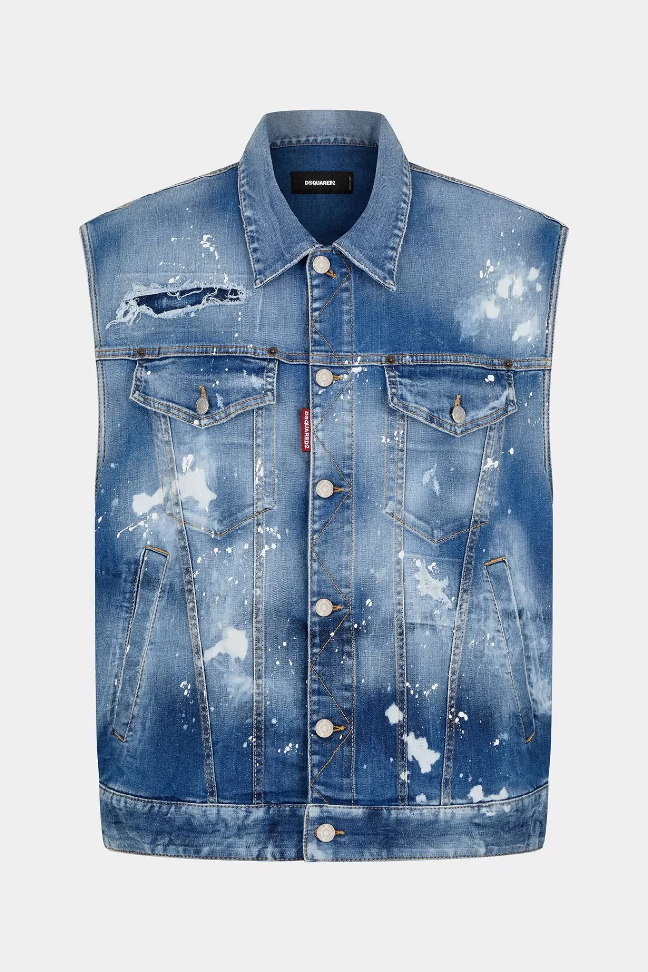 Jassen En Bovenkleding^Dsquared2 Medium Ijsvlekken Was Denim Over Vest Marine